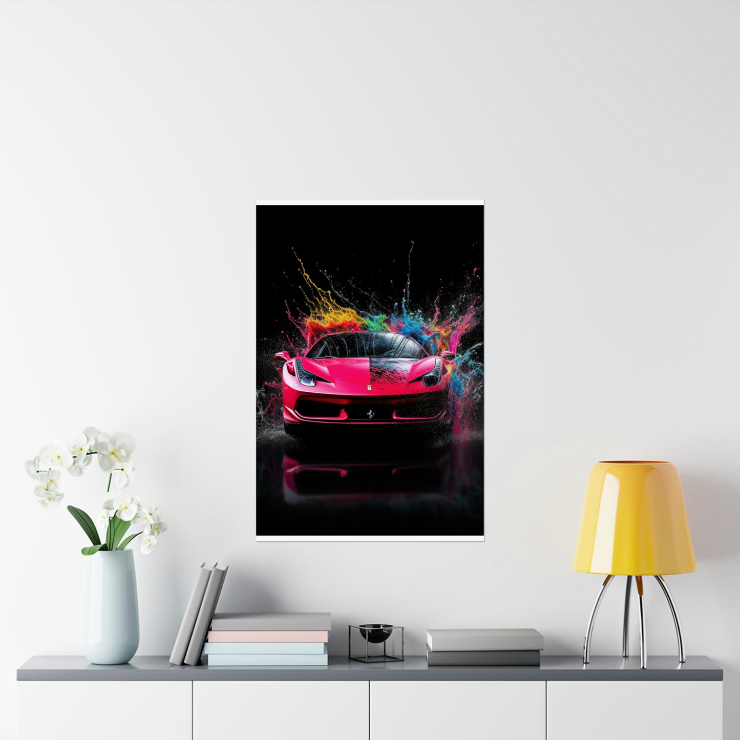 Premium Matte Vertical Posters Ferrari Water Splash 2