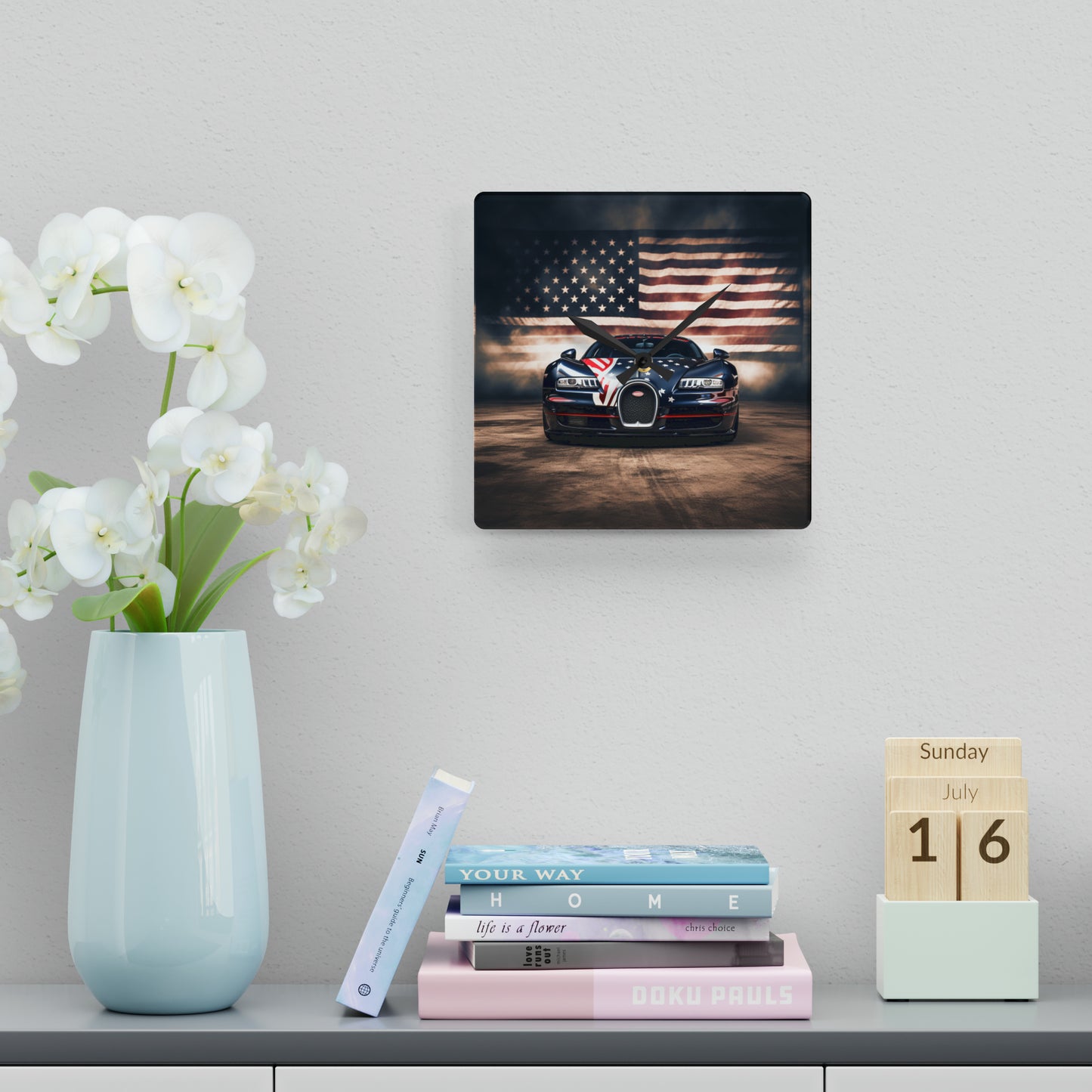 Acrylic Wall Clock Bugatti American Flag 2