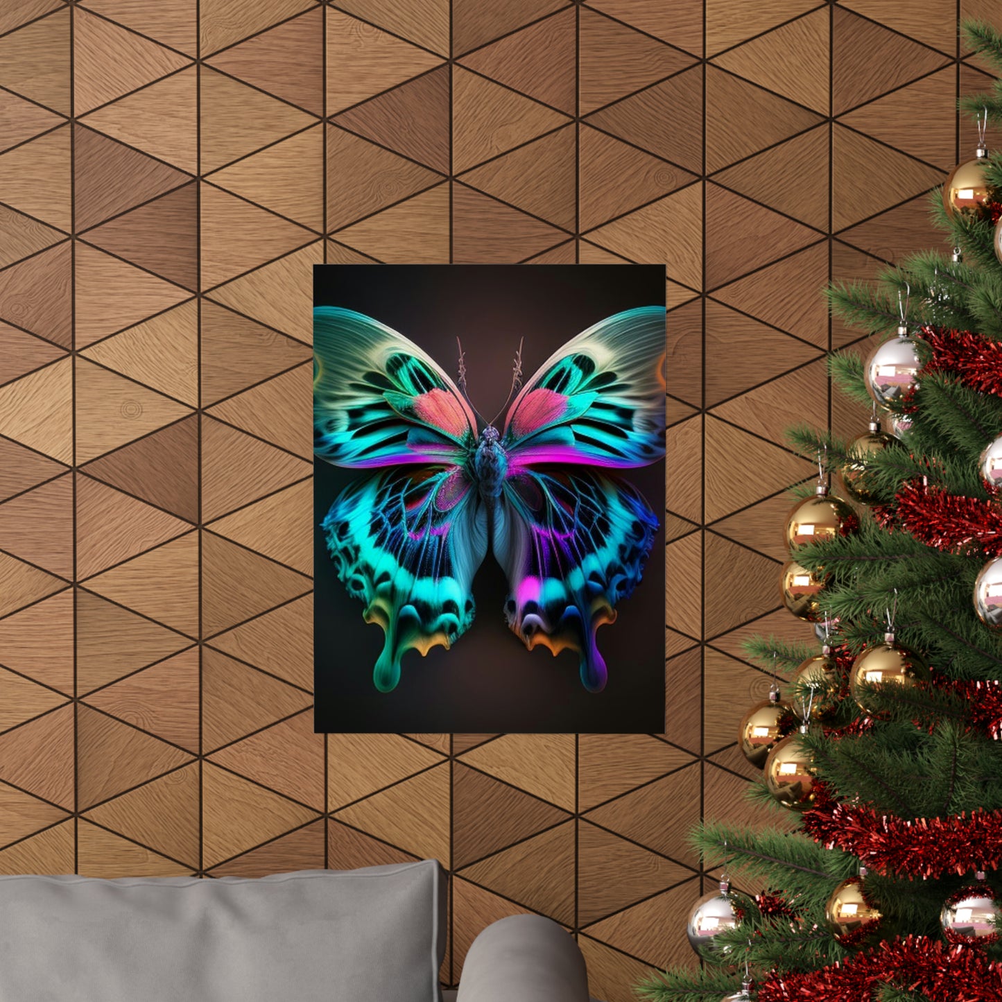 Premium Matte Vertical Posters Neon Butterfly Fusion 1