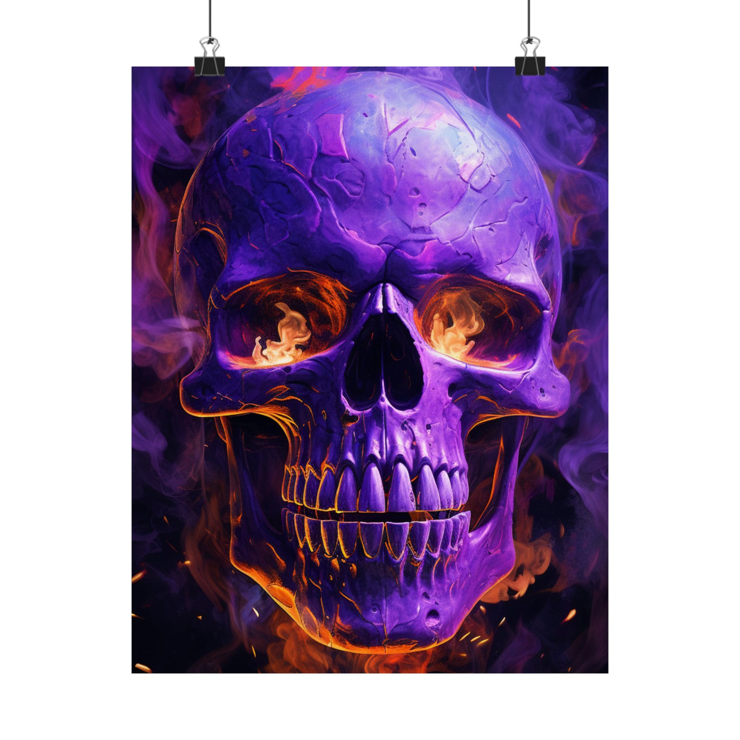 Premium Matte Vertical Posters Skull Flames 1