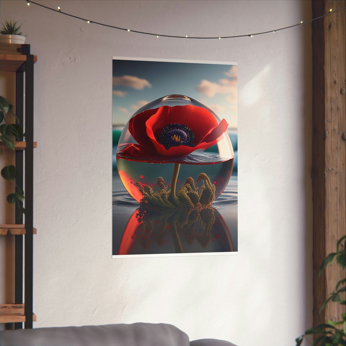 Premium Matte Vertical Posters Red Anemone in a Vase 4