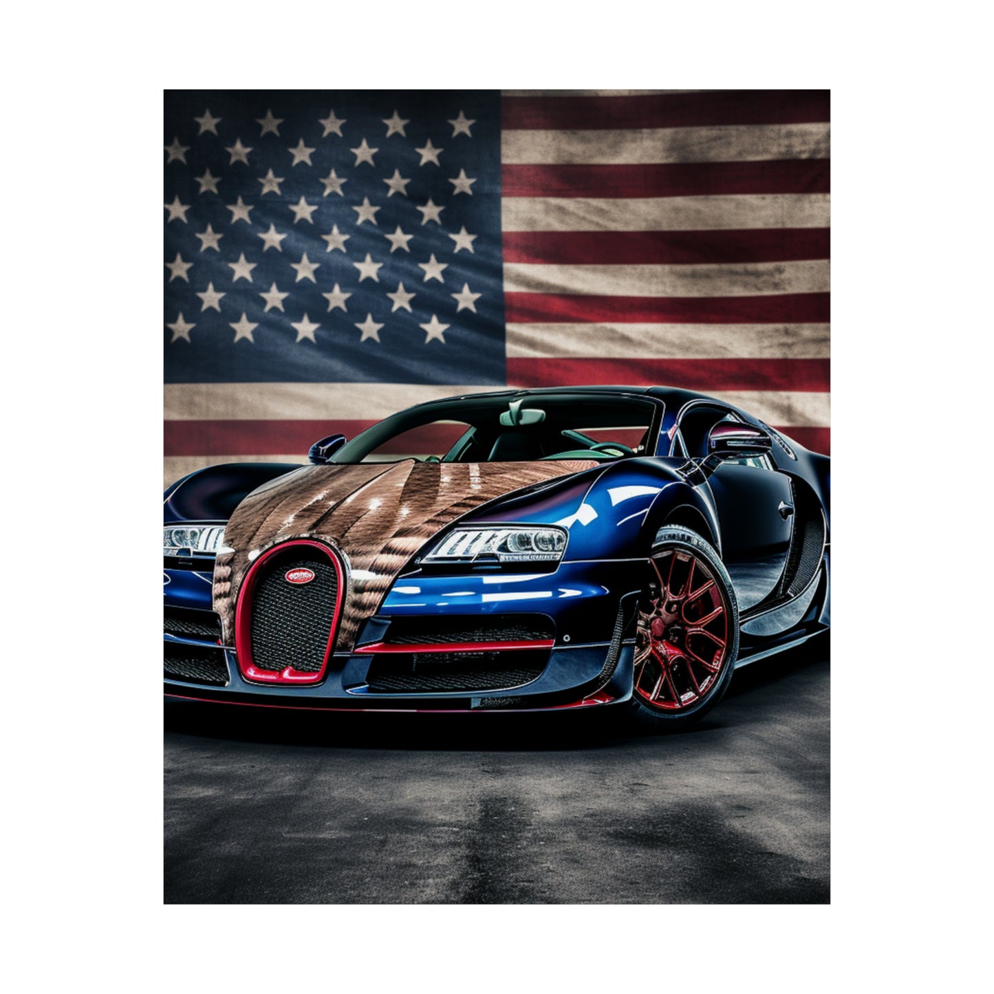 Premium Matte Vertical Posters Bugatti American Flag 4