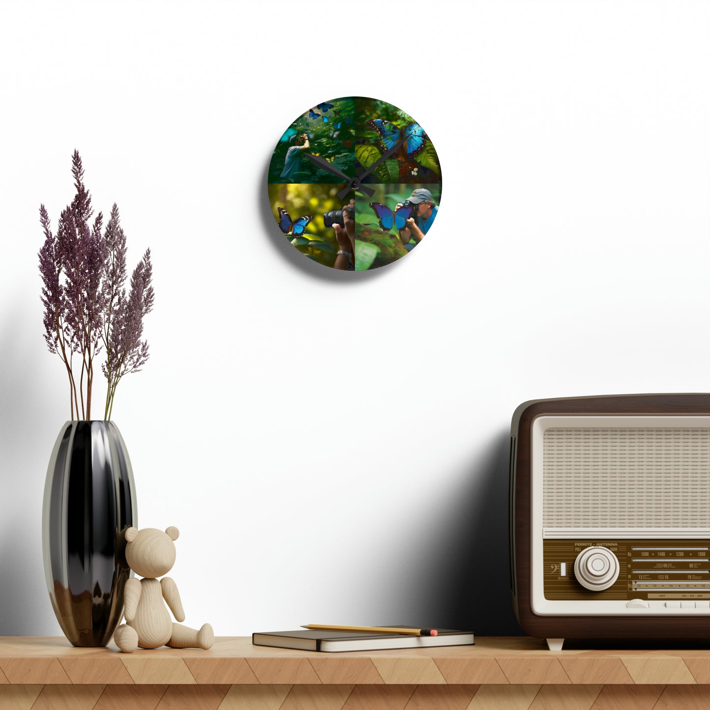 Acrylic Wall Clock Jungle Butterfly 5