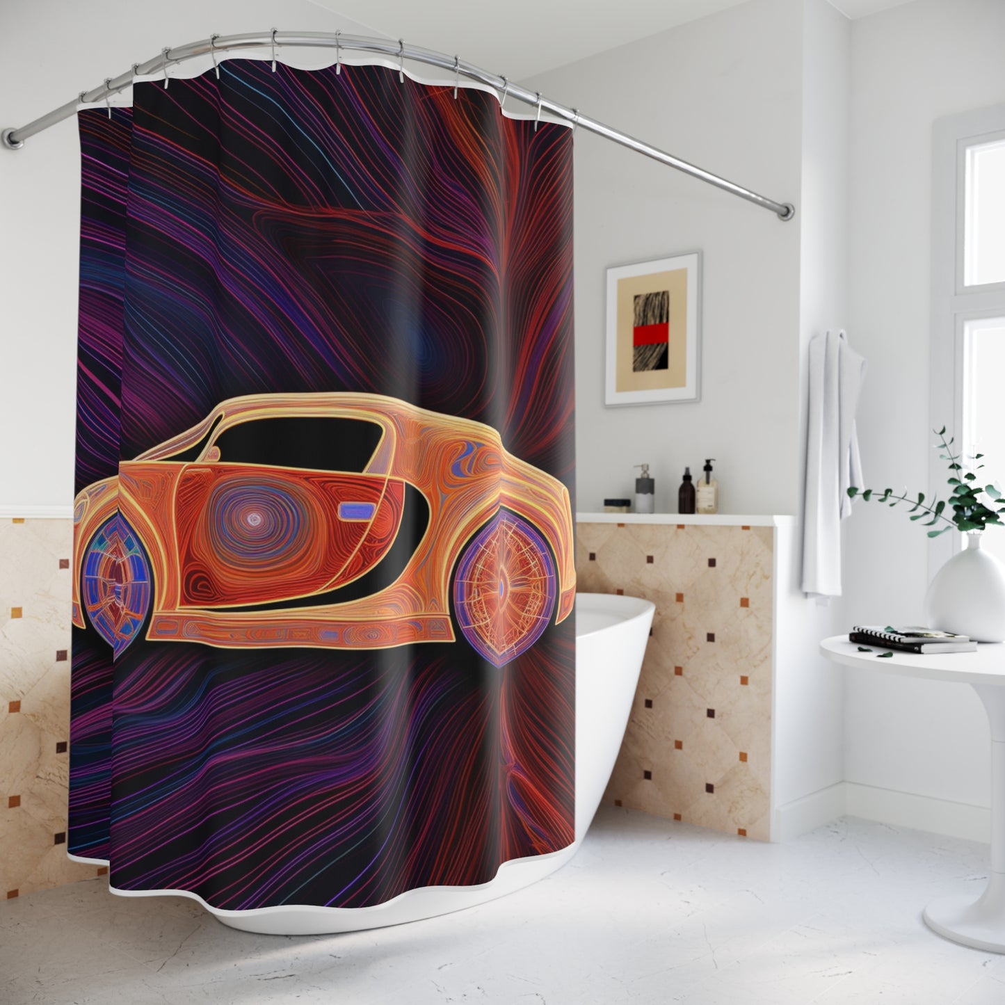 Polyester Shower Curtain Bugatti Abstract Concept 2