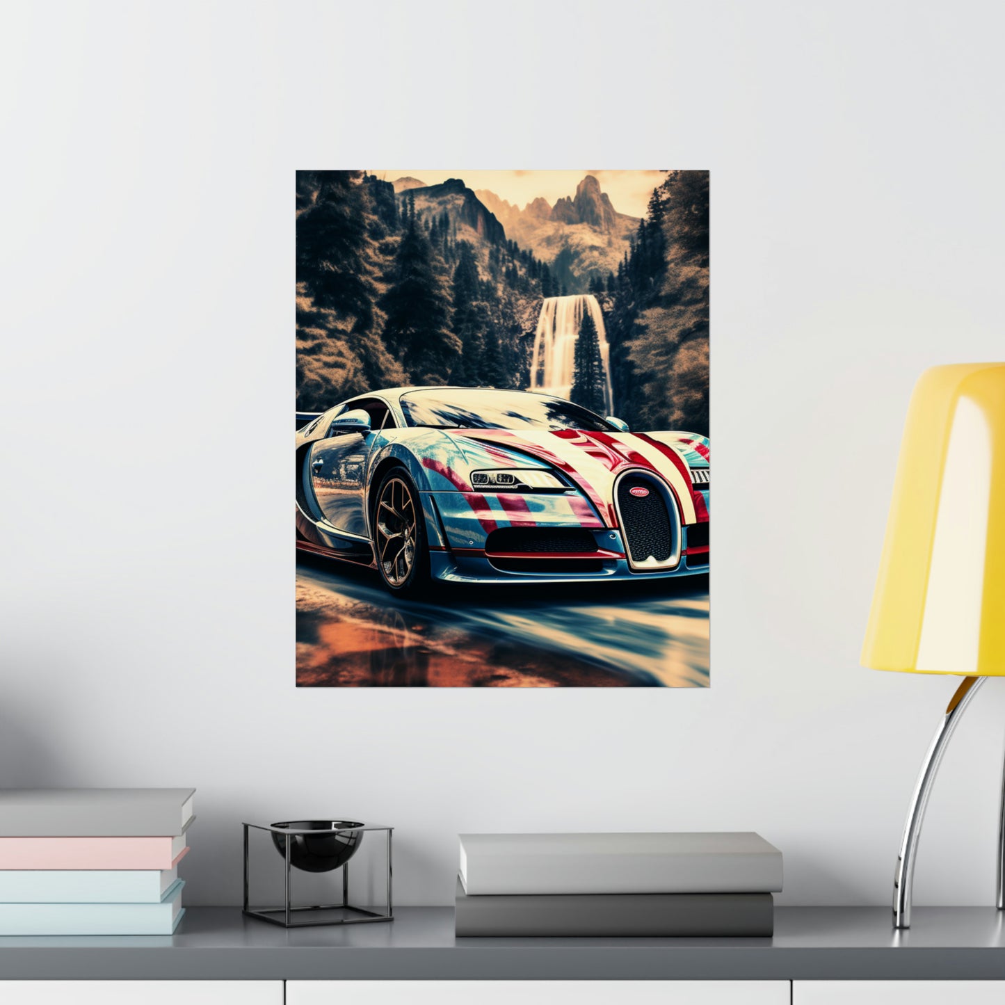 Premium Matte Vertical Posters Bugatti Waterfall 1