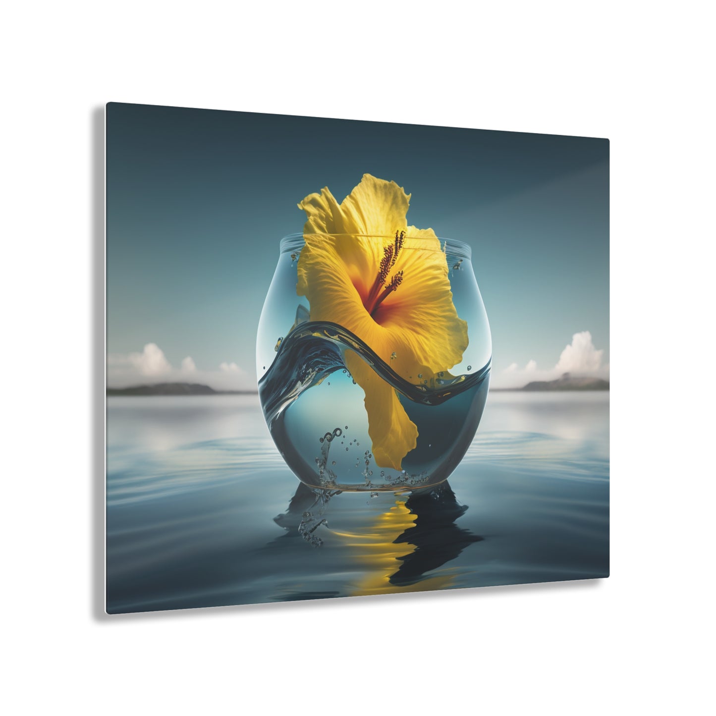 Acrylic Prints Yellow Hibiscus glass 4