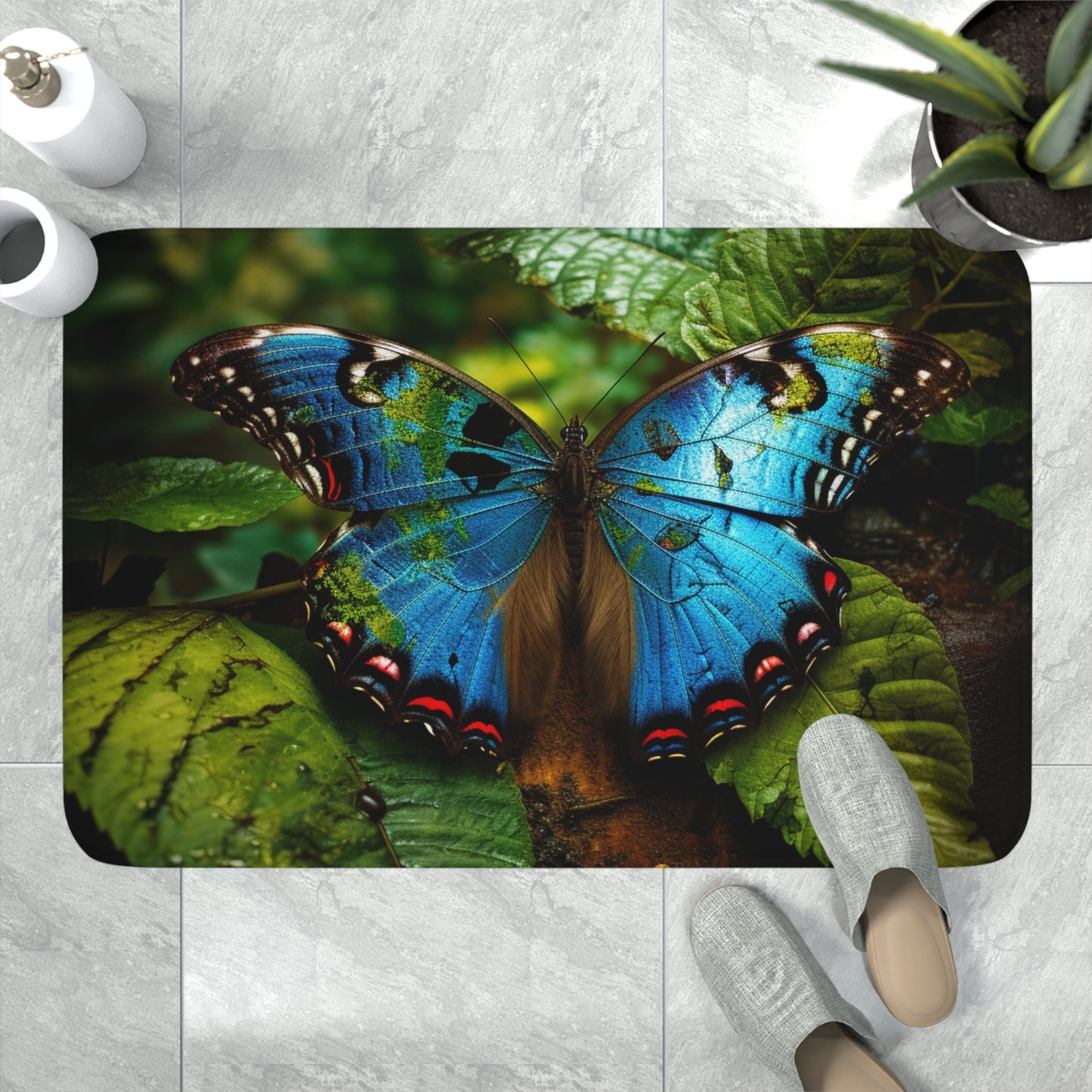 Memory Foam Bath Mat Jungle Butterfly 2