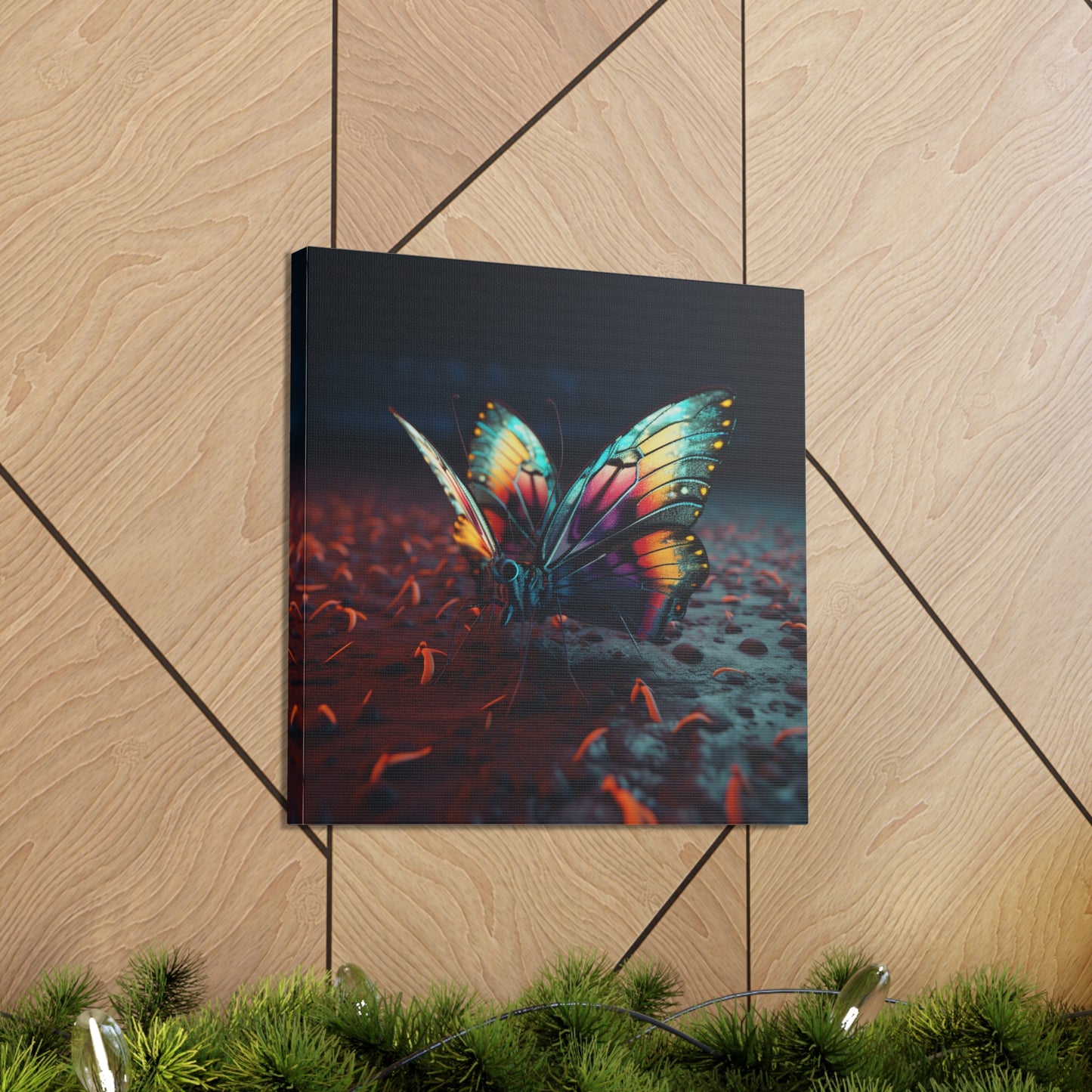 Canvas Gallery Wraps Hyper Colorful Butterfly Macro 1