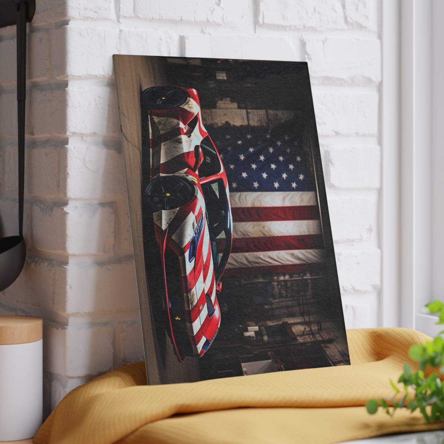 Glass Cutting Board American Flag Farrari 2