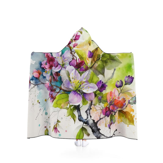 Hooded Blanket Mother Nature Bright Spring Colors Realistic Watercolor 4