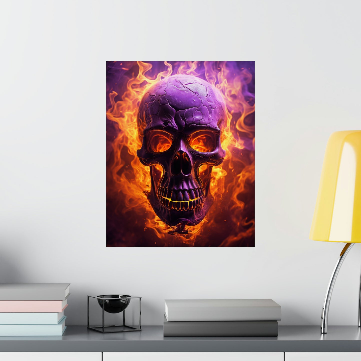 Premium Matte Vertical Posters Skull Flames 3