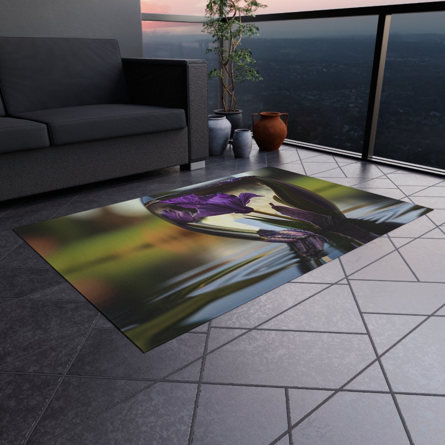 Outdoor Rug  Purple Iris in a vase 3