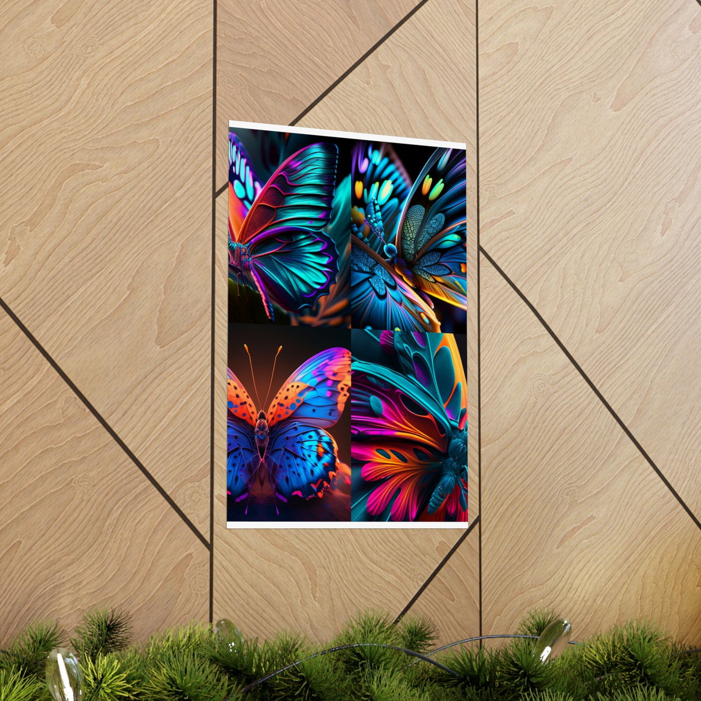 Premium Matte Vertical Posters Neon Butterfly Macro 5