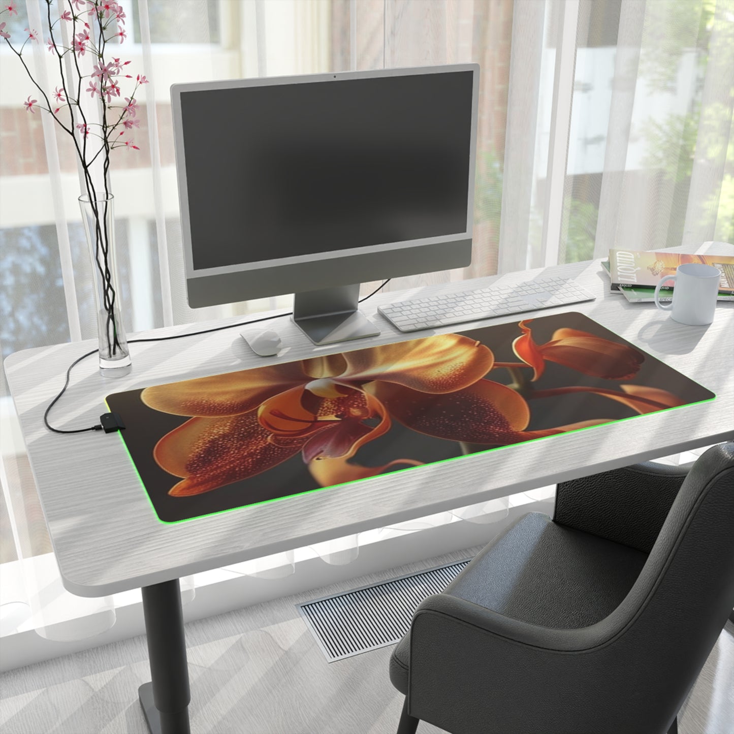 LED Gaming Mouse Pad Orange Orchid 1