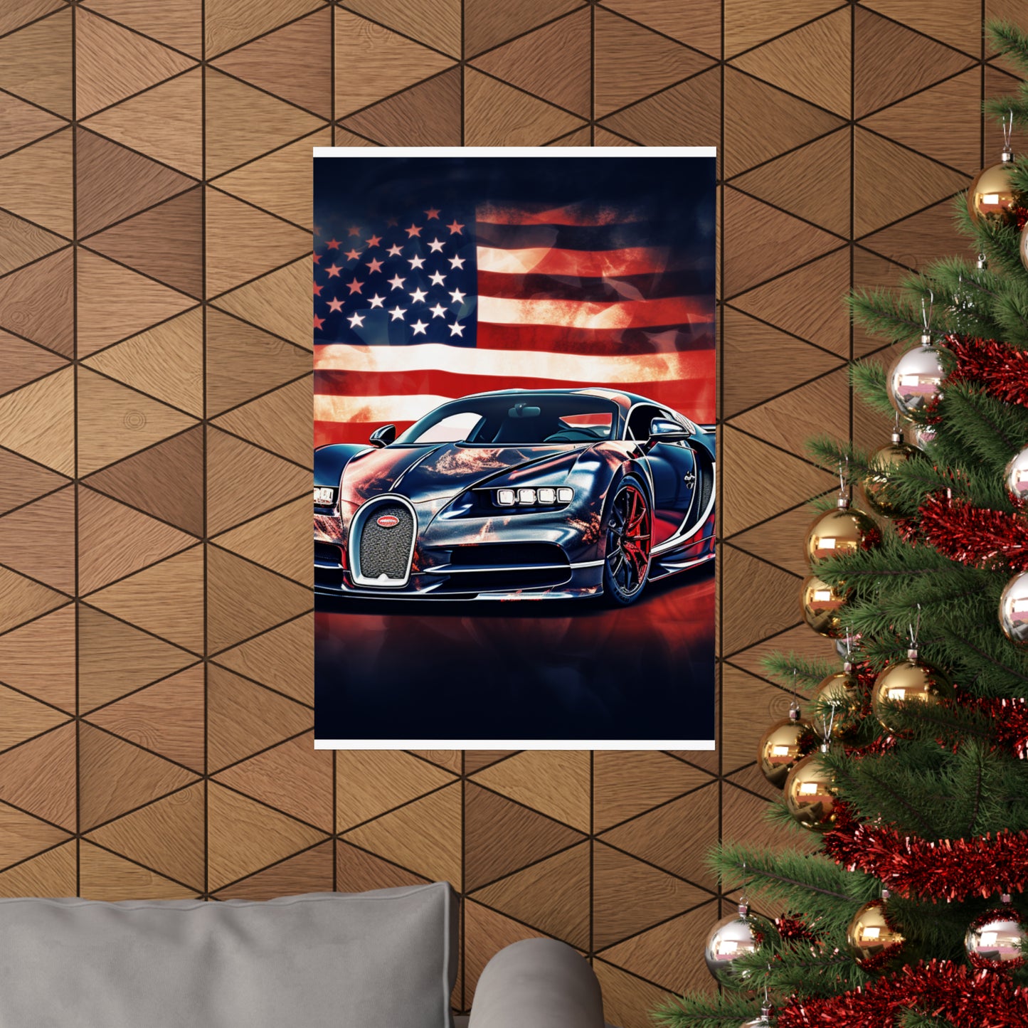 Premium Matte Vertical Posters Abstract American Flag Background Bugatti 4