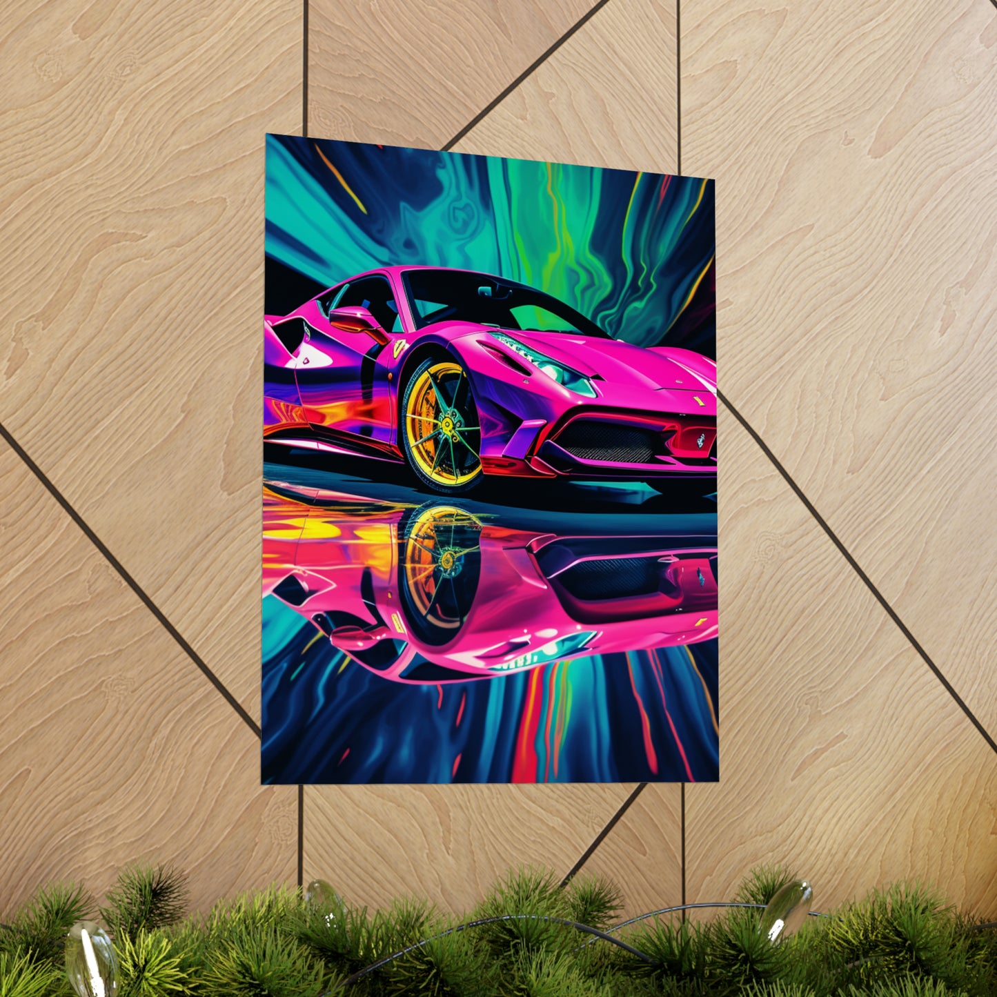 Premium Matte Vertical Posters Pink Ferrari Macro 4