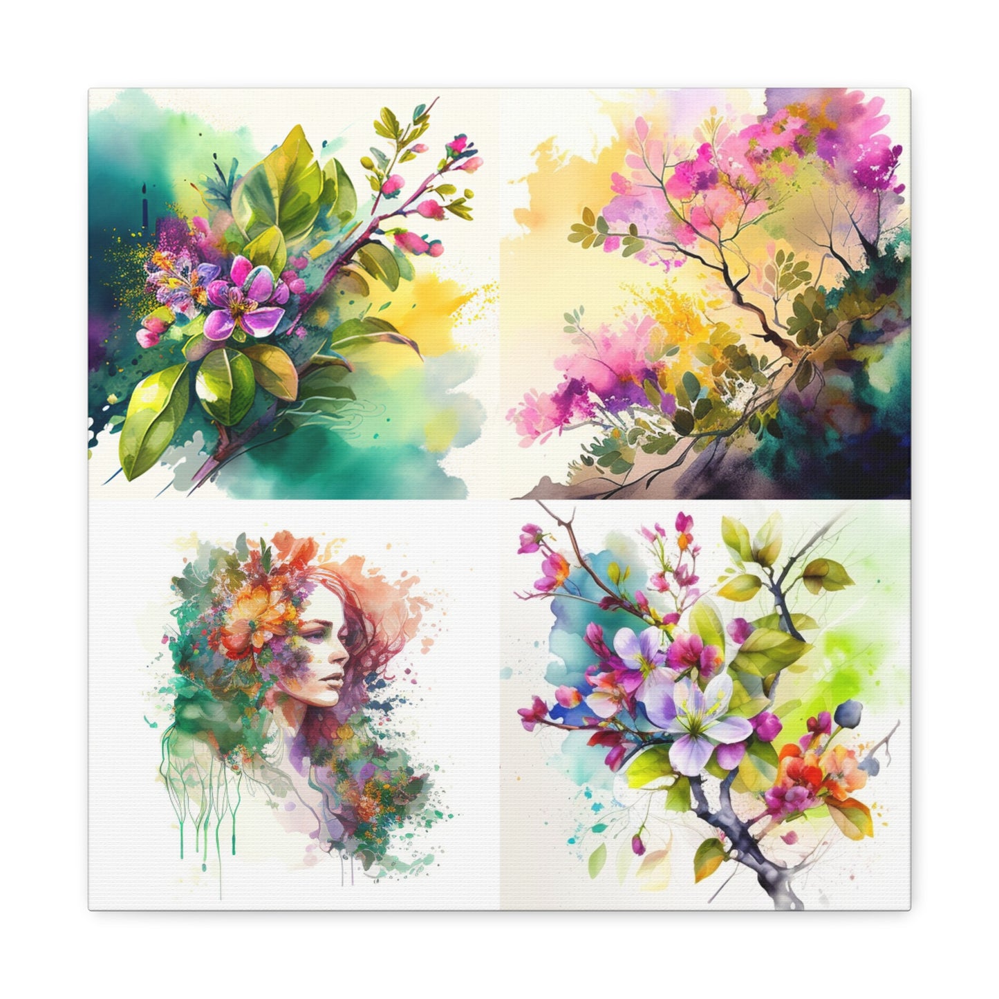 Canvas Gallery Wraps Mother Nature Bright Spring Colors Realistic Watercolor 5