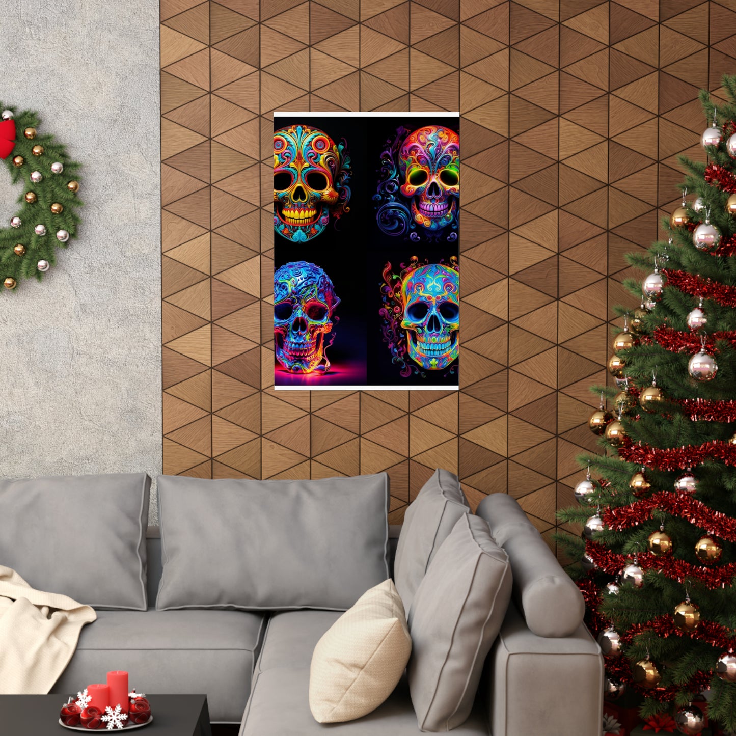 Premium Matte Vertical Posters Macro Skull Color 5
