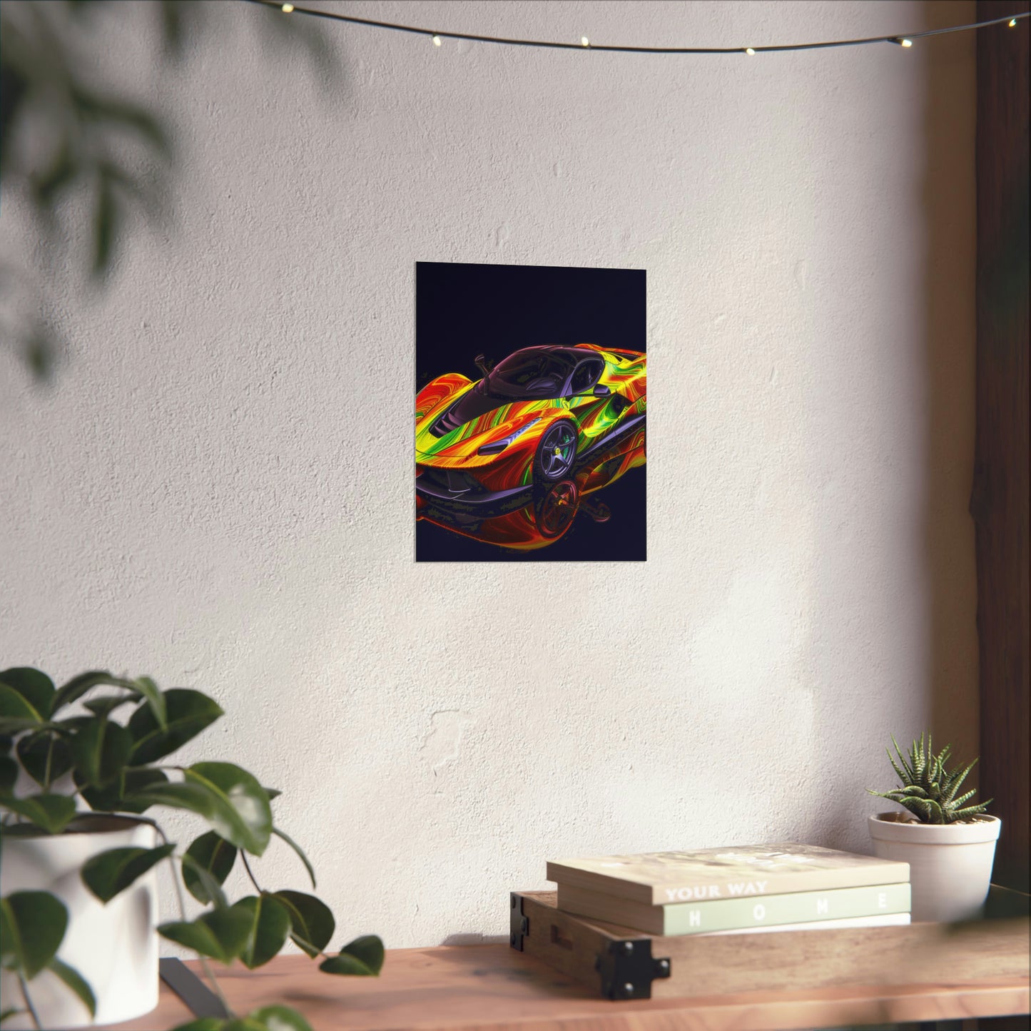 Premium Matte Vertical Posters Ferrari Neon 4