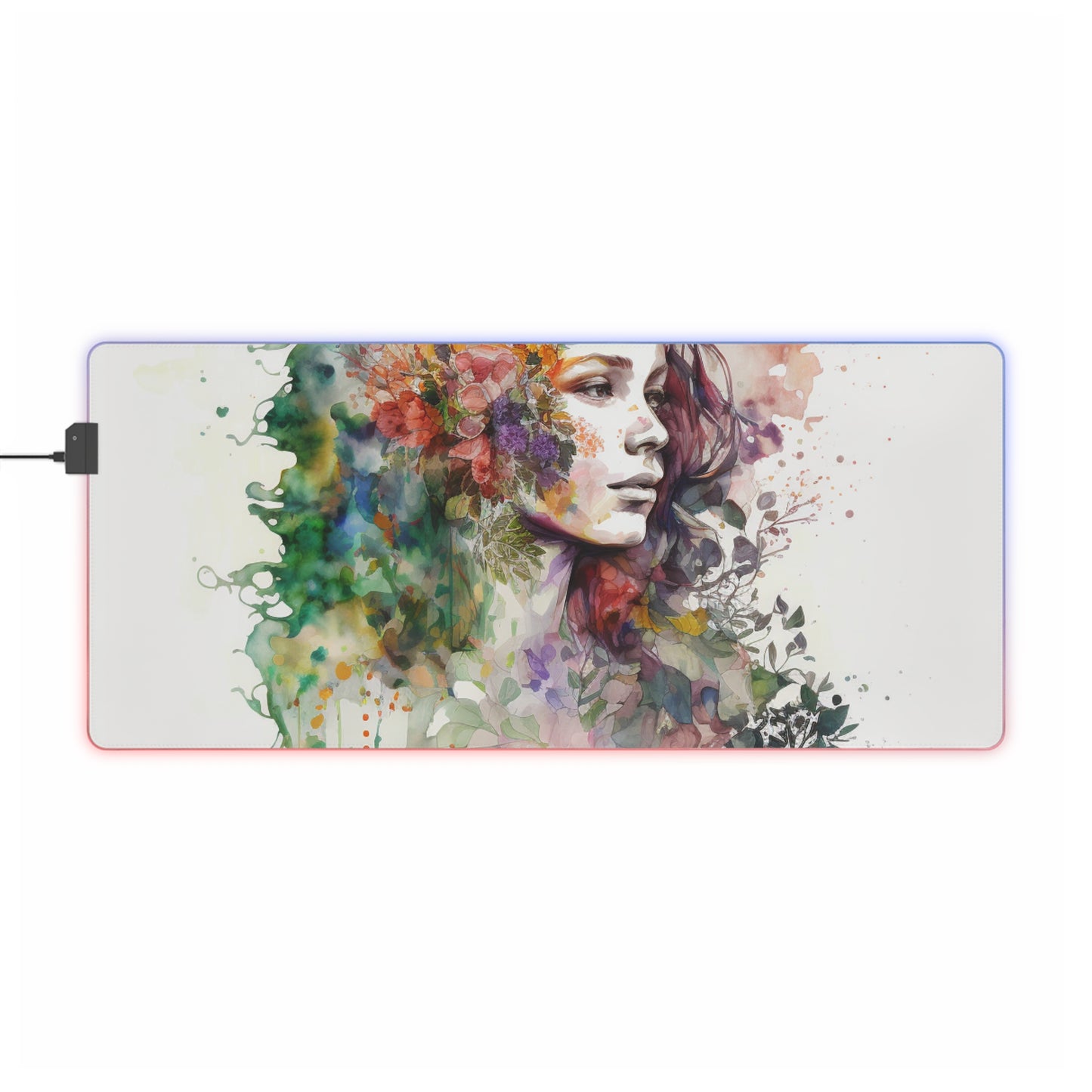 LED Gaming Mouse Pad Mother Nature Bright Spring Colors Realistic Watercolor 3