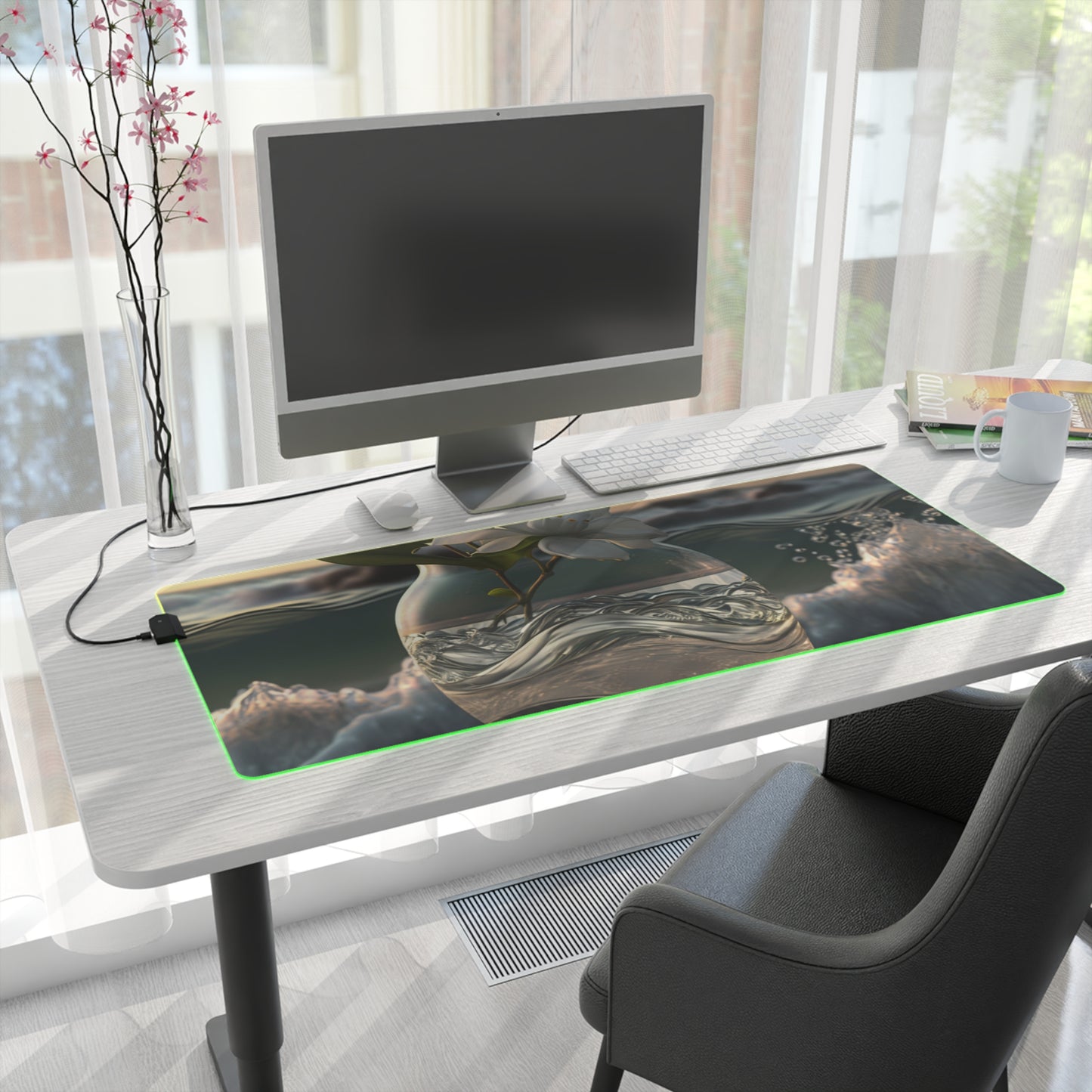 LED Gaming Mouse Pad Jasmine glass vase 2