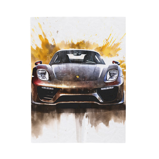 Velveteen Plush Blanket 918 Spyder white background driving fast with water splashing 1