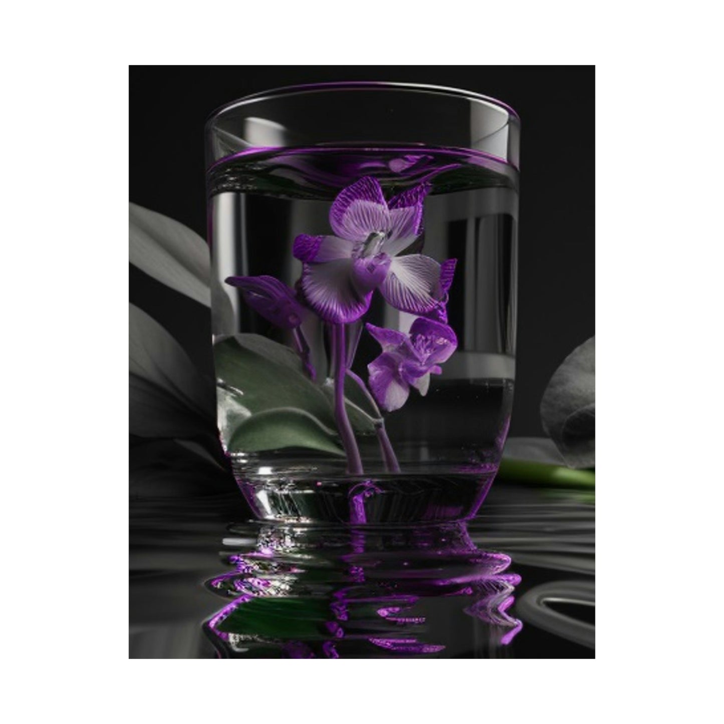 Premium Matte Vertical Posters Purple Orchid Glass vase 1