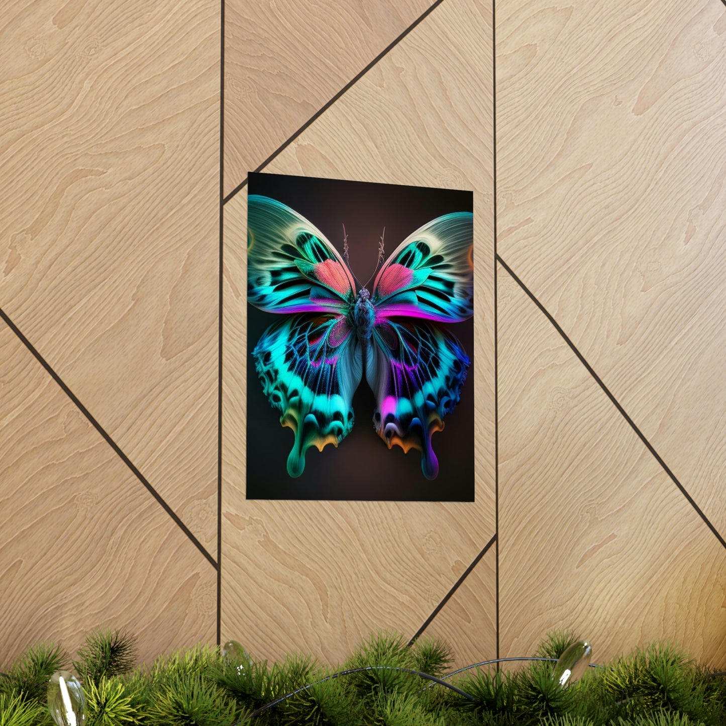 Premium Matte Vertical Posters Neon Butterfly Fusion 1