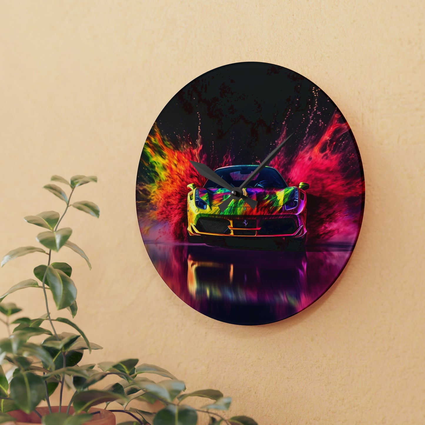 Acrylic Wall Clock Farrari Water 2