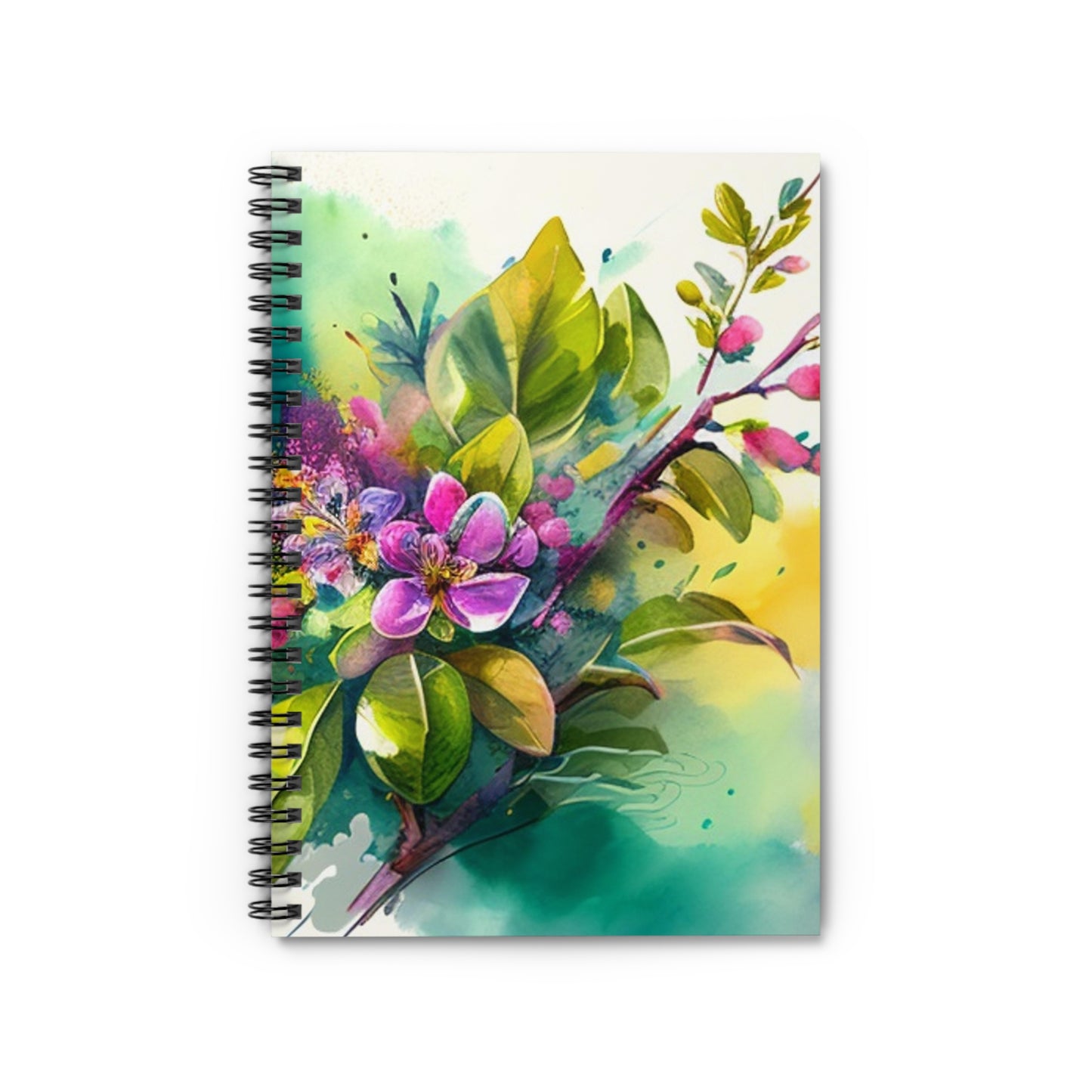 Spiral Notebook - Ruled Line Mother Nature Bright Spring Colors Realistic Watercolor 1