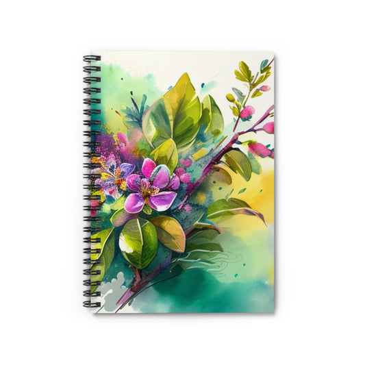 Spiral Notebook - Ruled Line Mother Nature Bright Spring Colors Realistic Watercolor 1