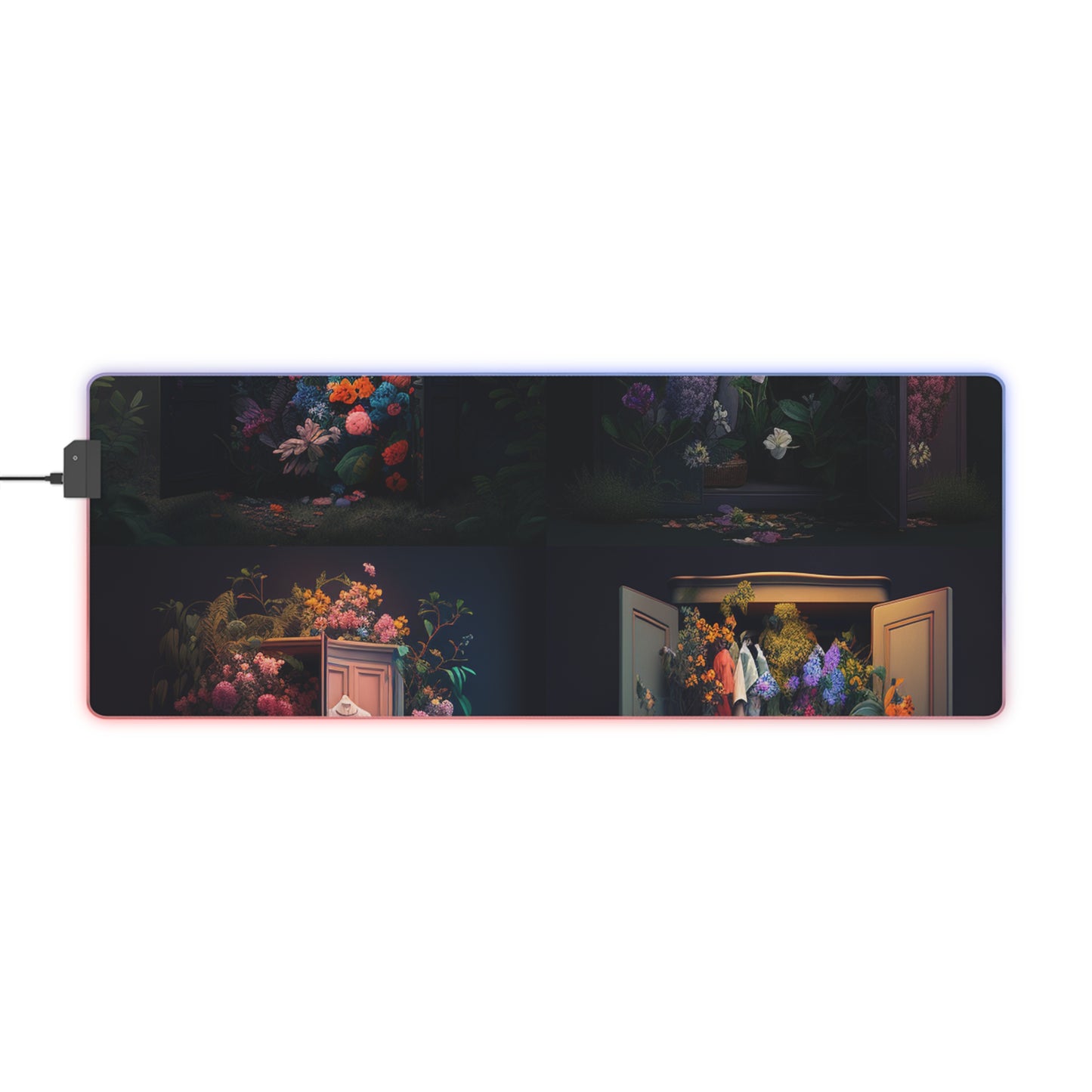 LED Gaming Mouse Pad A Wardrobe Surrounded by Flowers 5