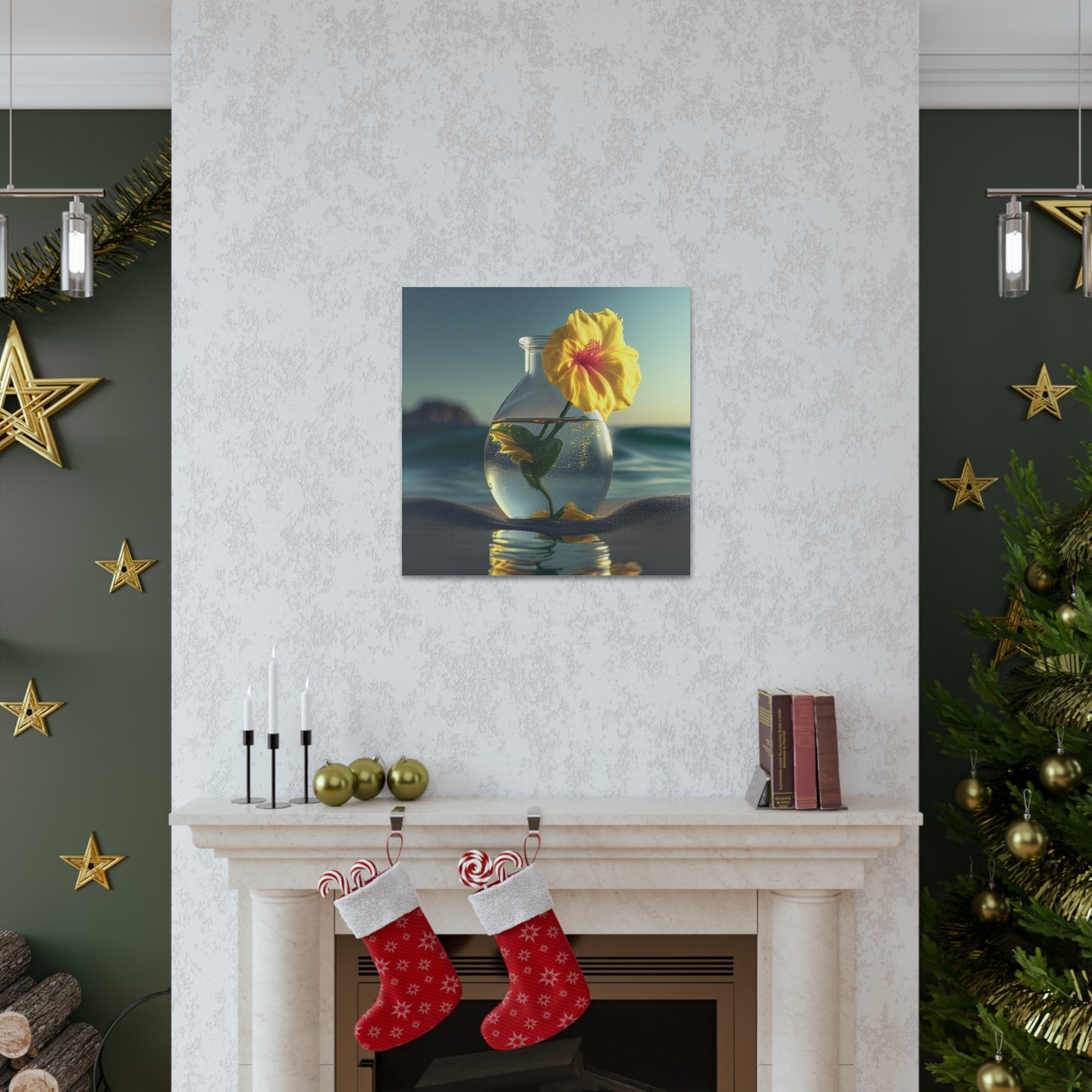Canvas Gallery Wraps Yellow Hibiscus glass 2