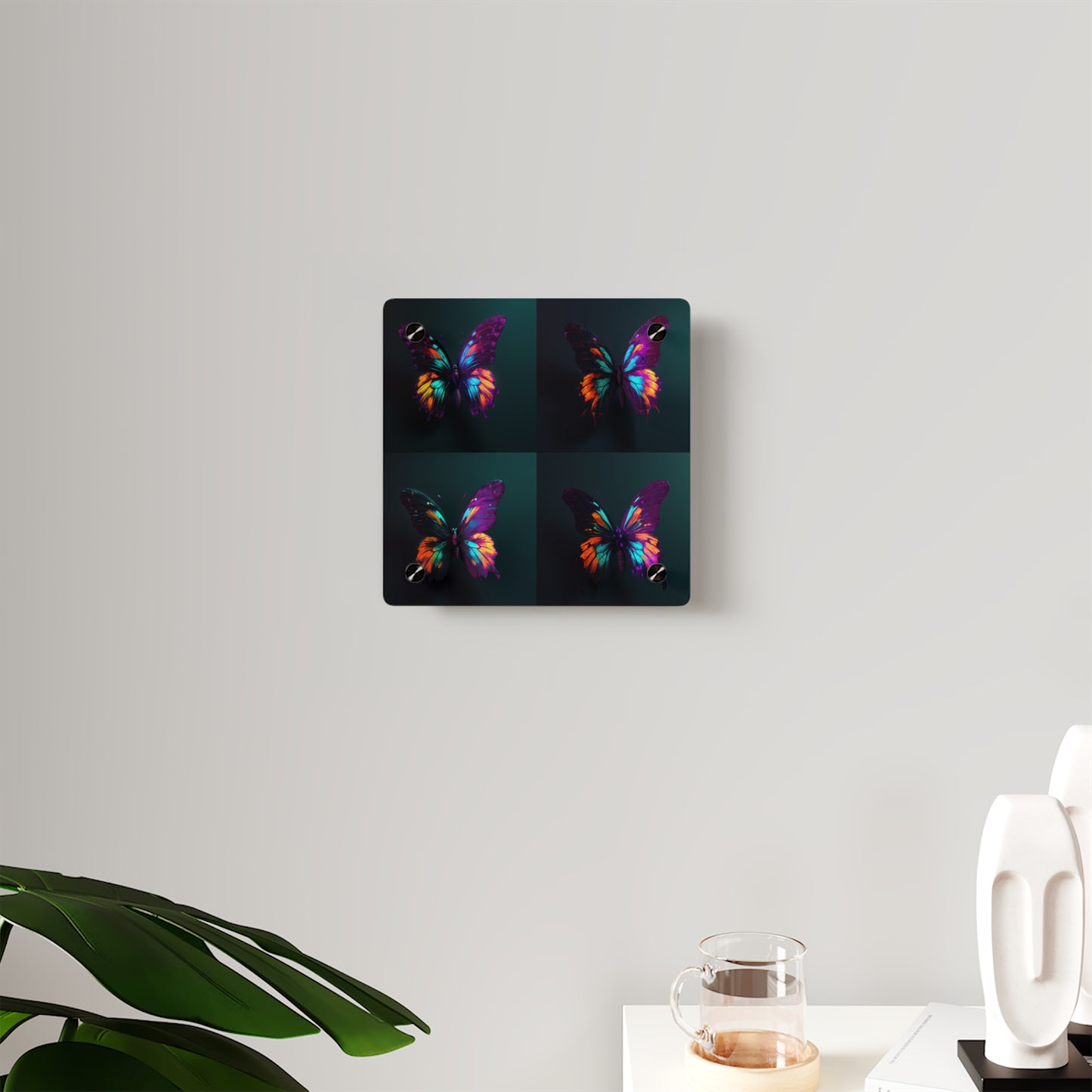 Acrylic Wall Art Panels Hyper Colorful Butterfly Purple 5