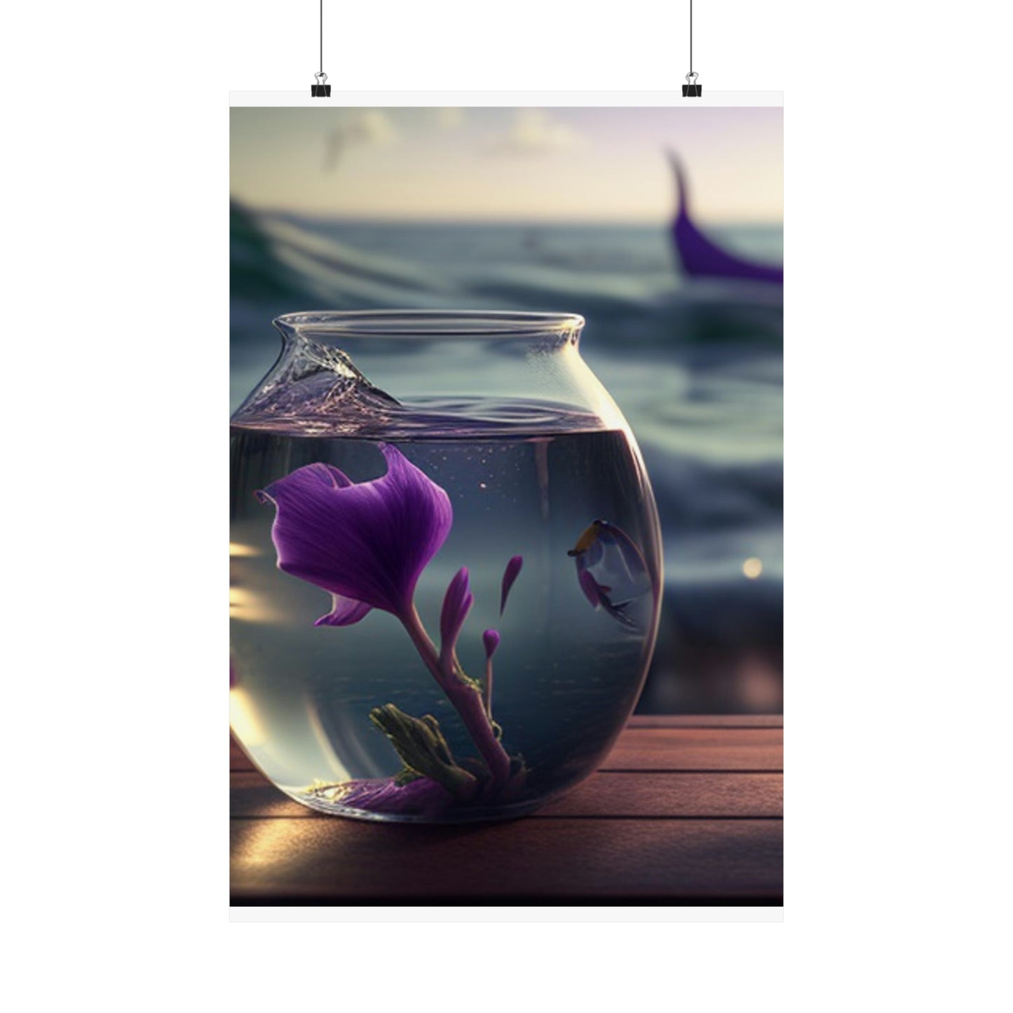 Premium Matte Vertical Posters Purple Sweet pea in a vase 1