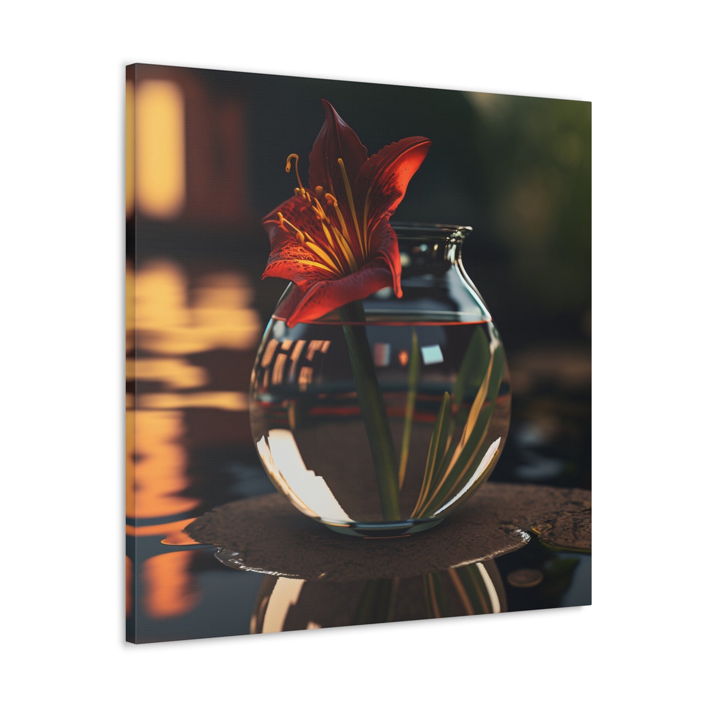Canvas Gallery Wraps Red Lily in a Glass vase 2