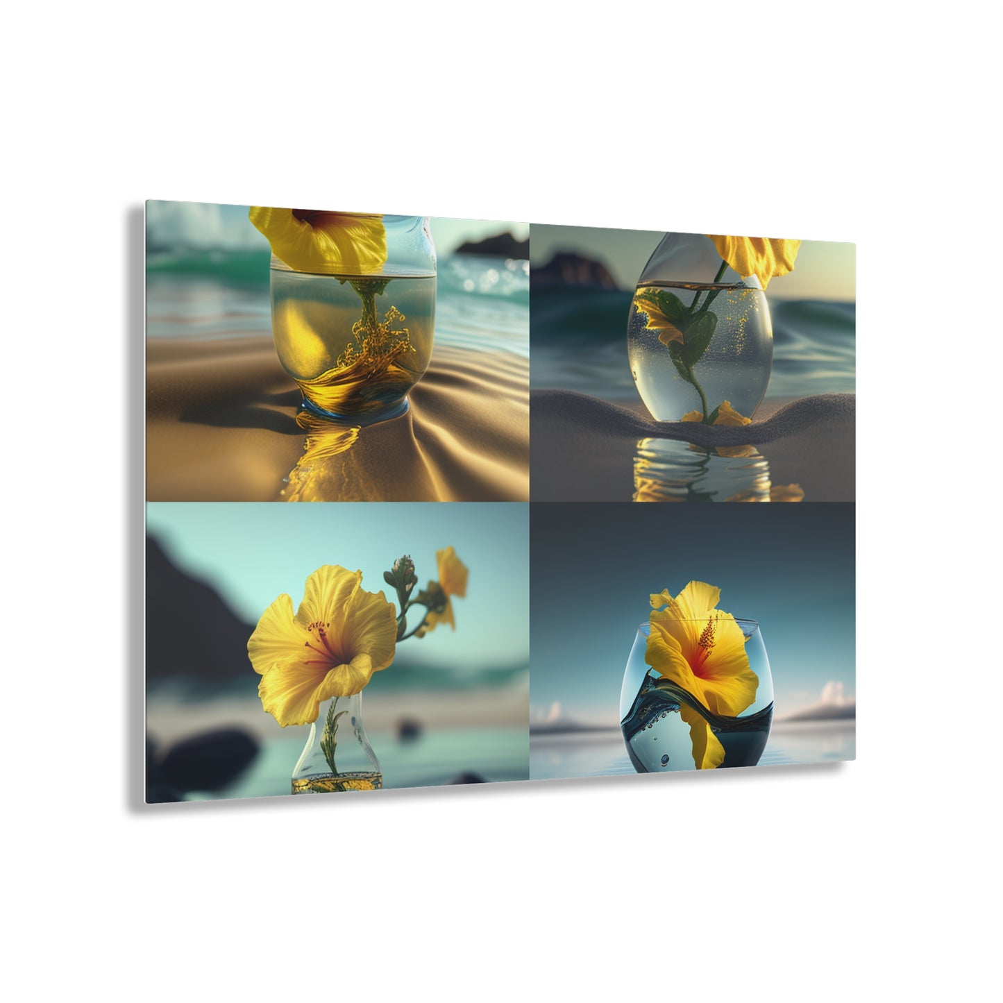 Acrylic Prints Yellow Hibiscus glass 5