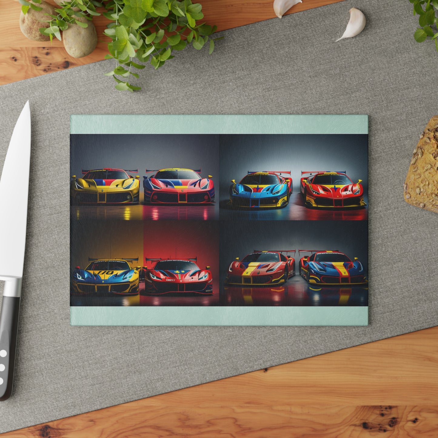 Glass Cutting Board Ferrari Red Blue 5