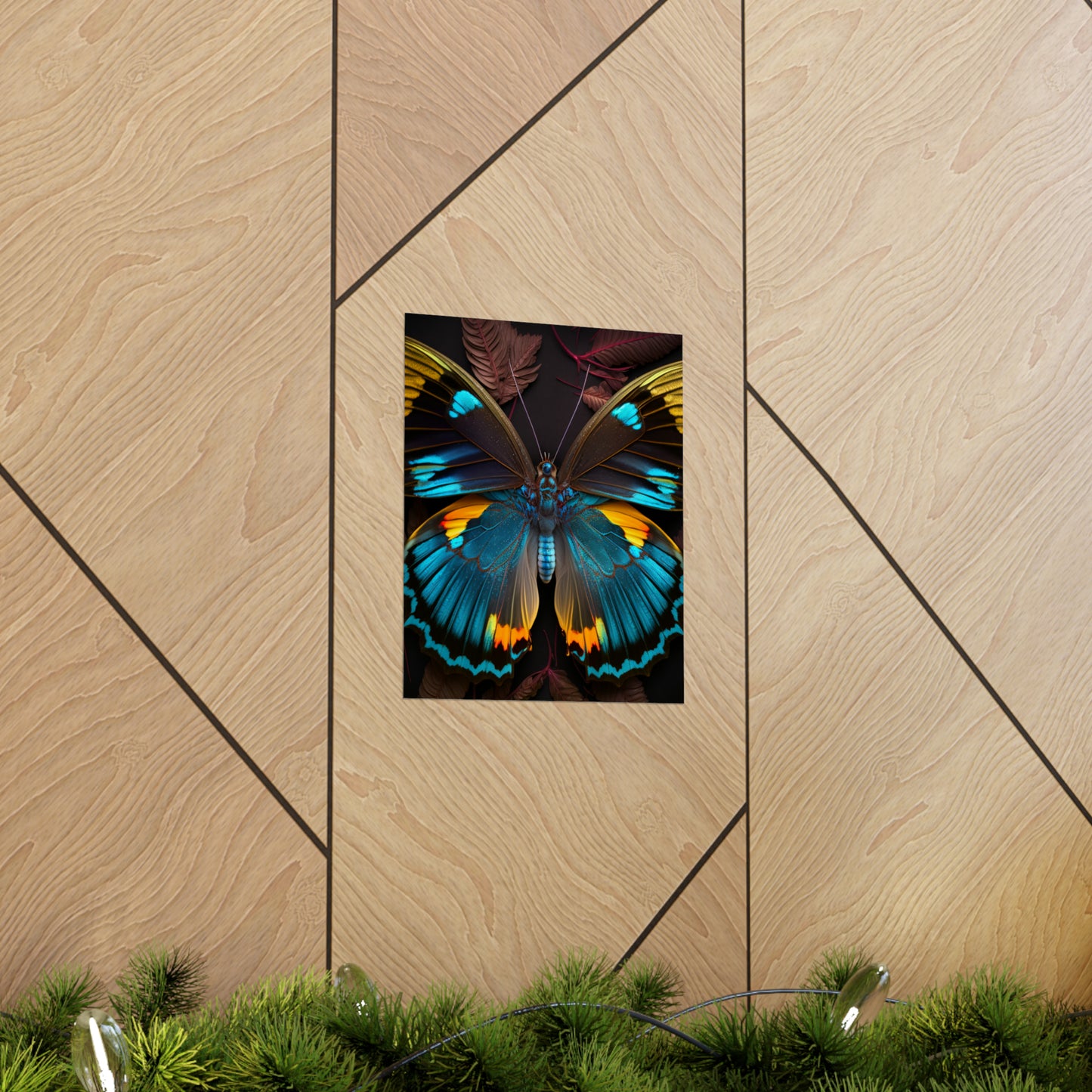 Premium Matte Vertical Posters Neon Butterfly Flair 1