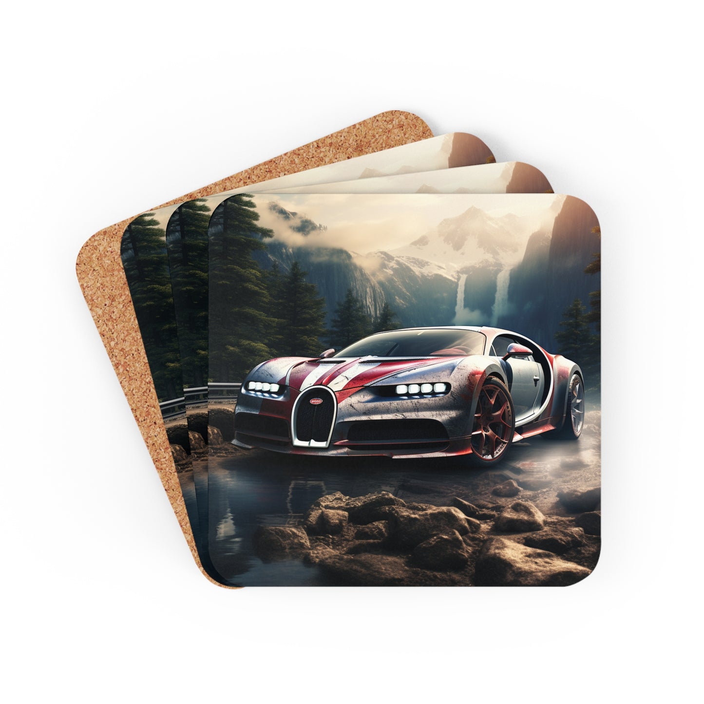 Corkwood Coaster Set Bugatti Waterfall 4