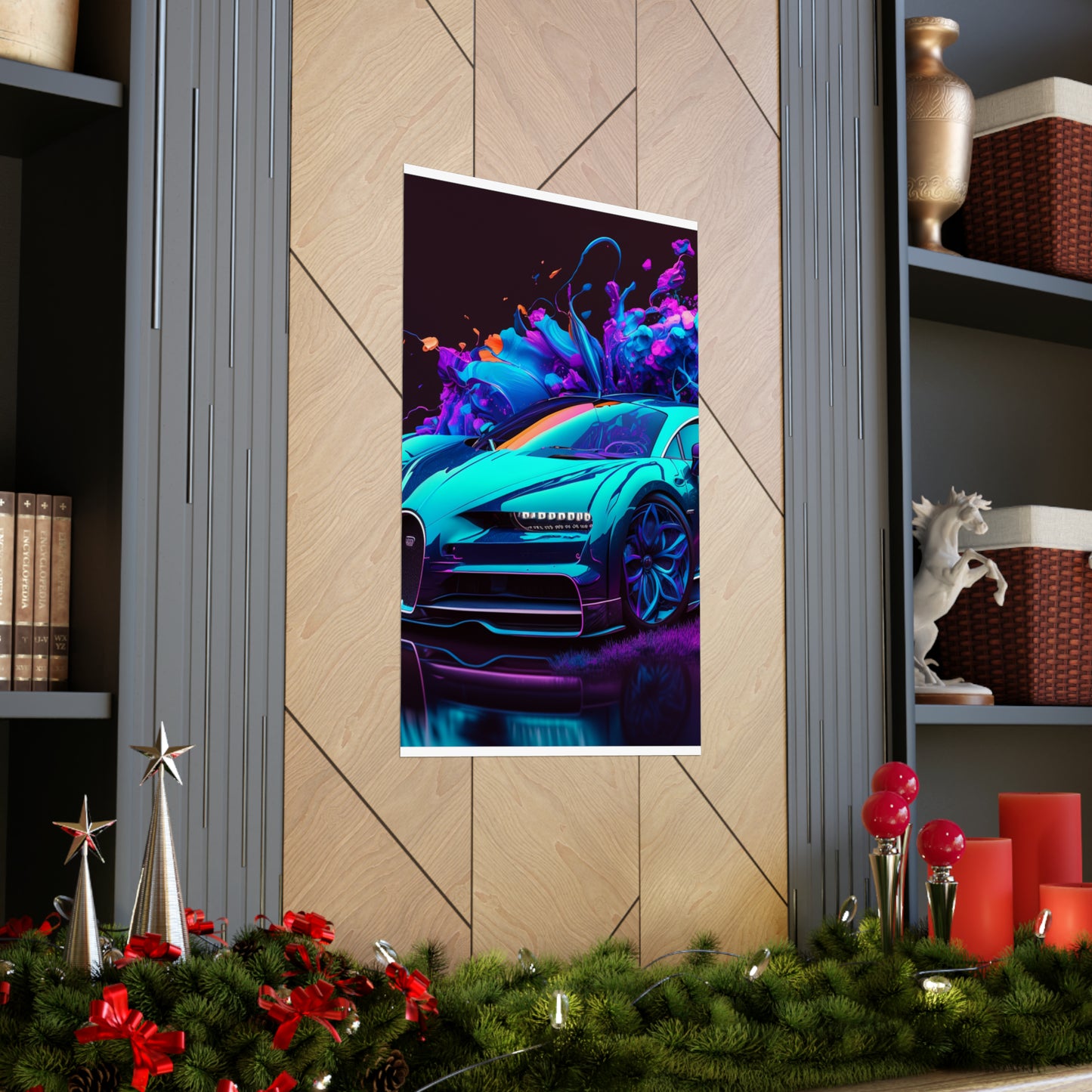 Premium Matte Vertical Posters Bugatti Neon Chiron 3