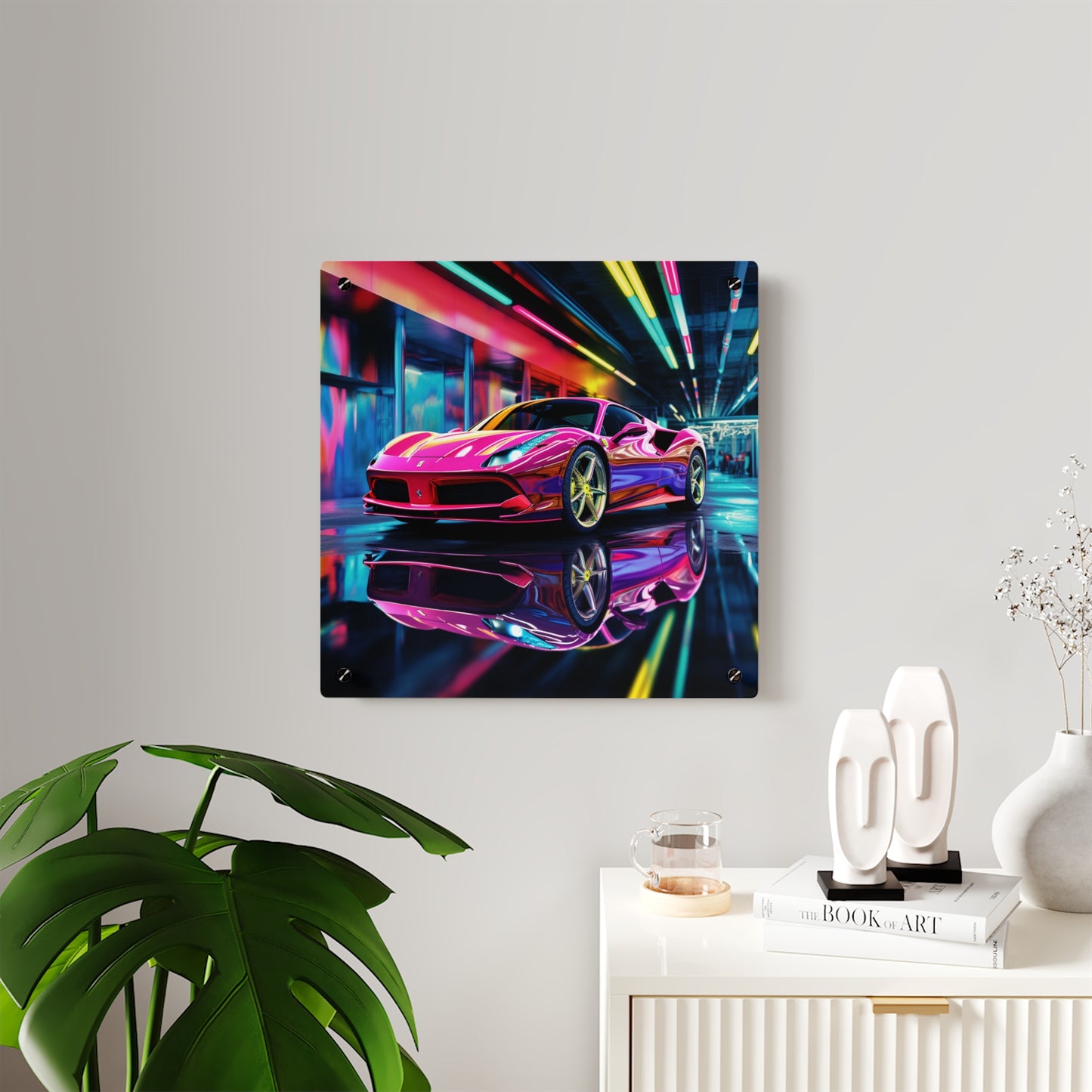 Acrylic Wall Art Panels Pink Macro Ferrari 4