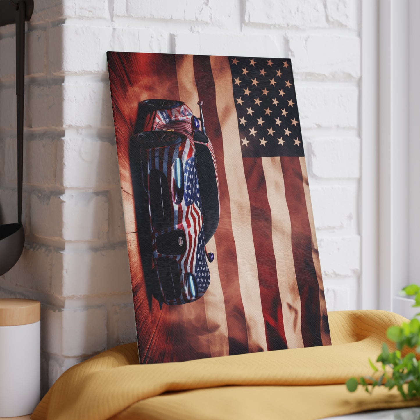 Glass Cutting Board Abstract American Flag Background Bugatti 2