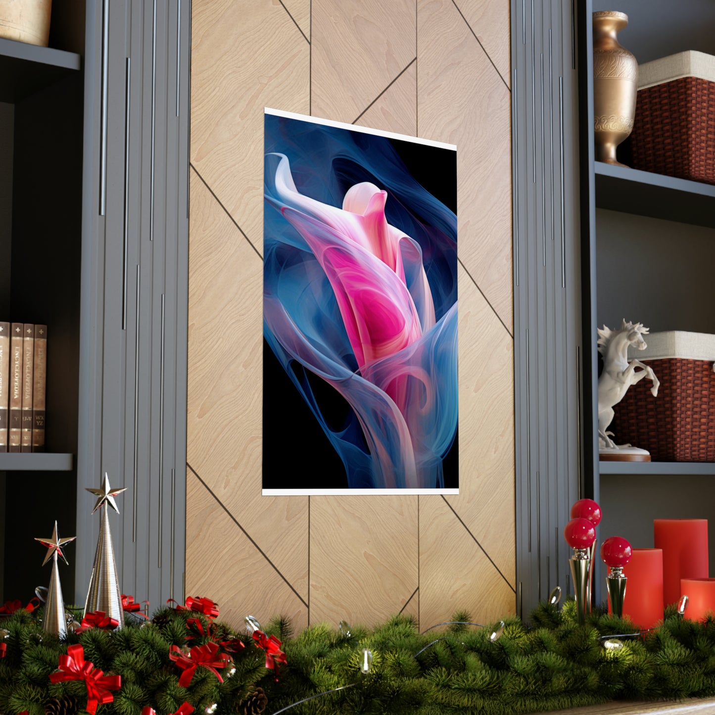 Premium Matte Vertical Posters Pink & Blue Tulip Rose 3