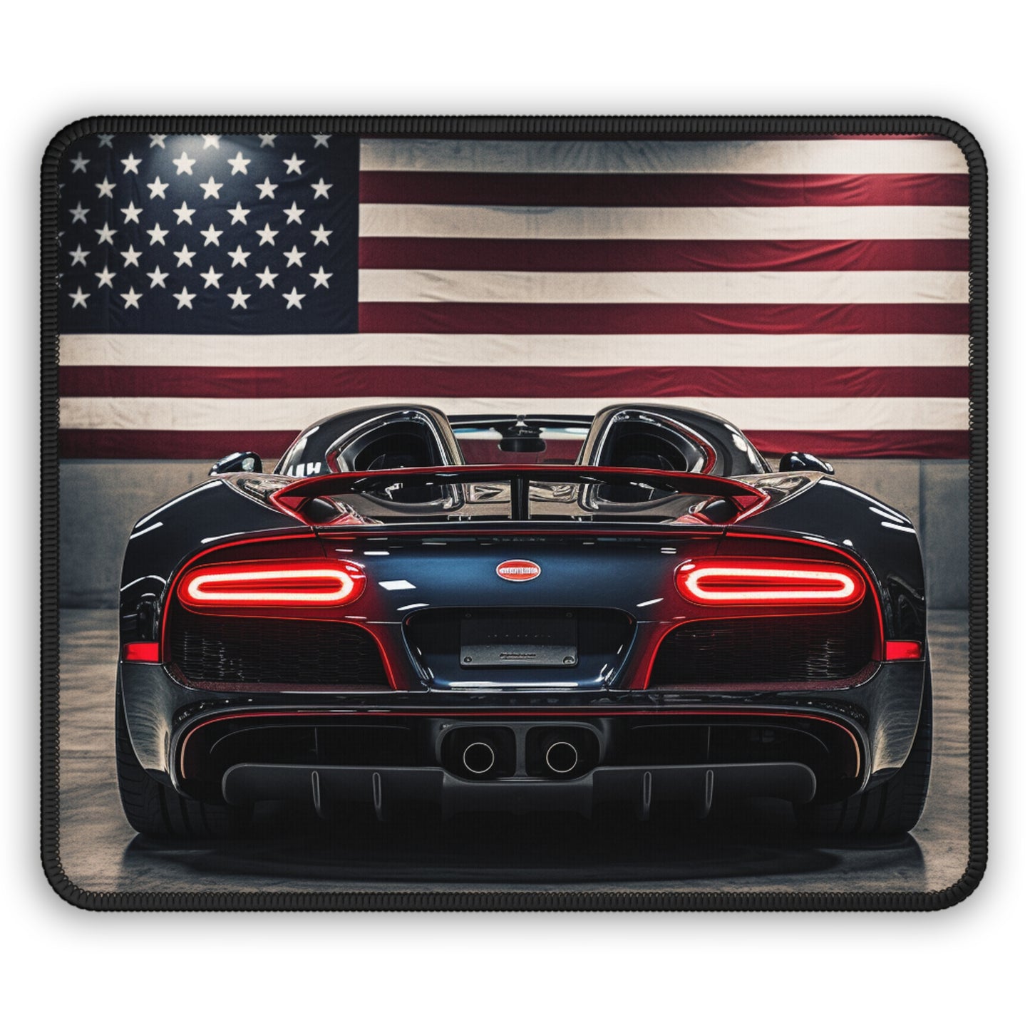 Gaming Mouse Pad  American Flag Background Bugatti 4