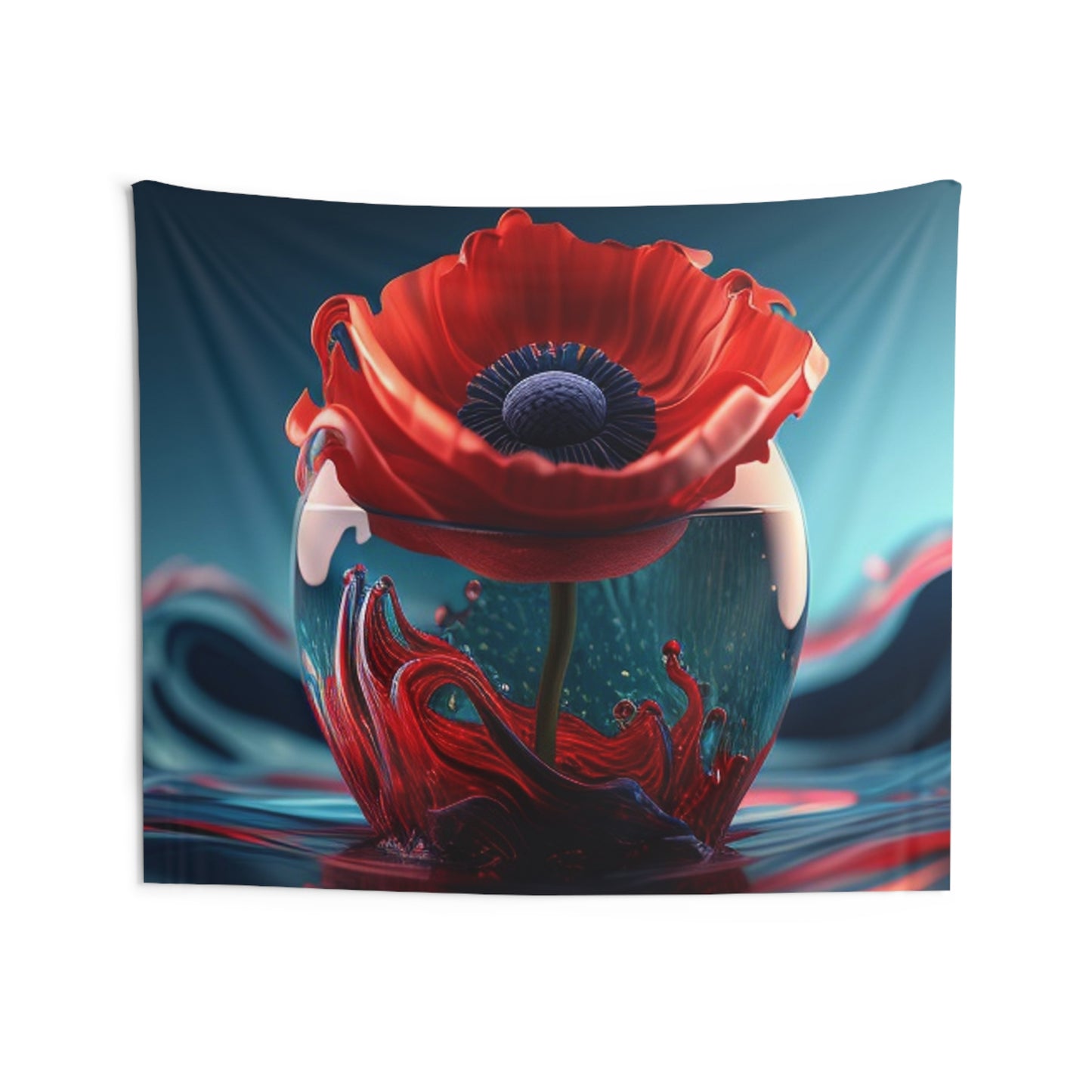 Indoor Wall Tapestries Red Anemone in a Vase 2