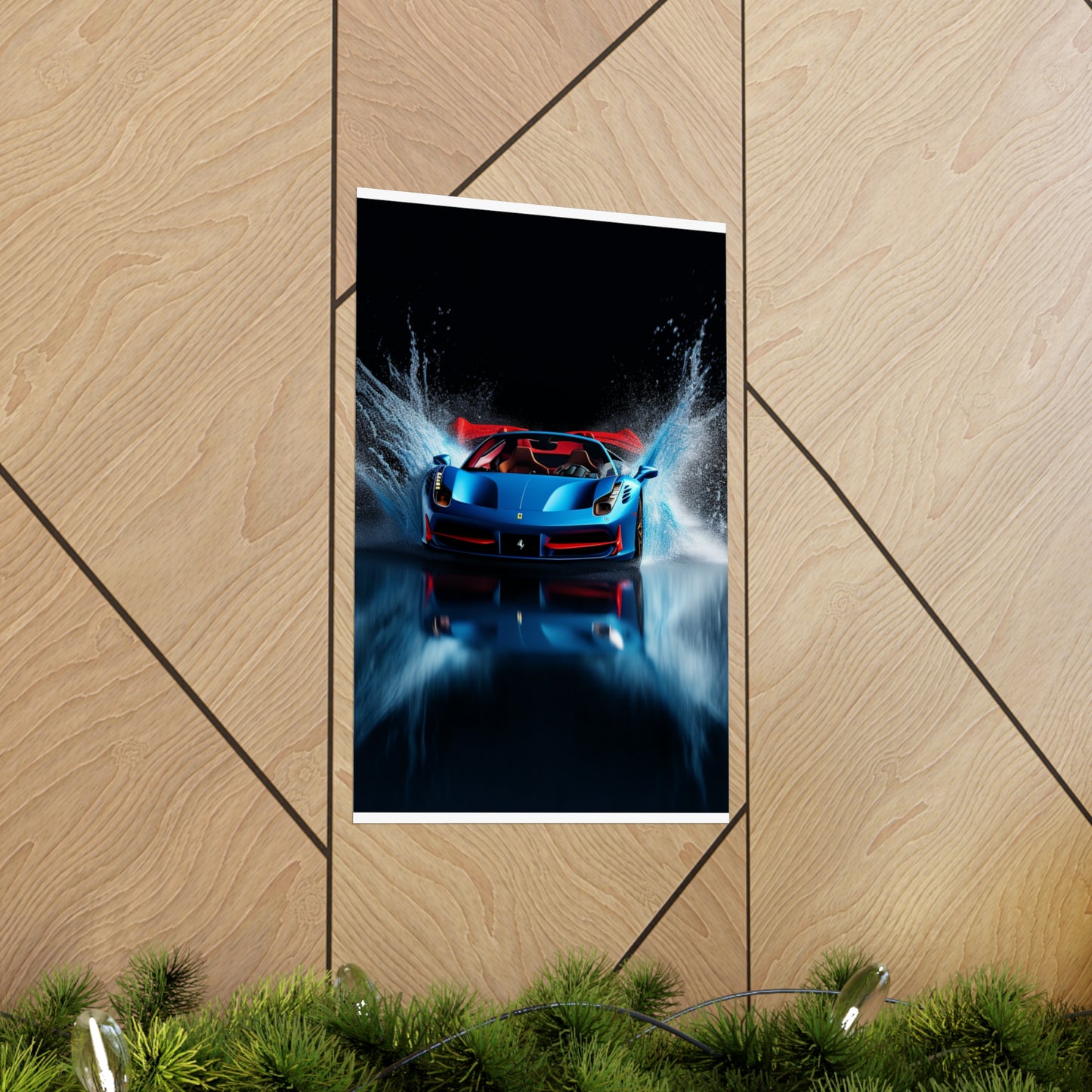 Premium Matte Vertical Posters Ferrari Water Splash 1