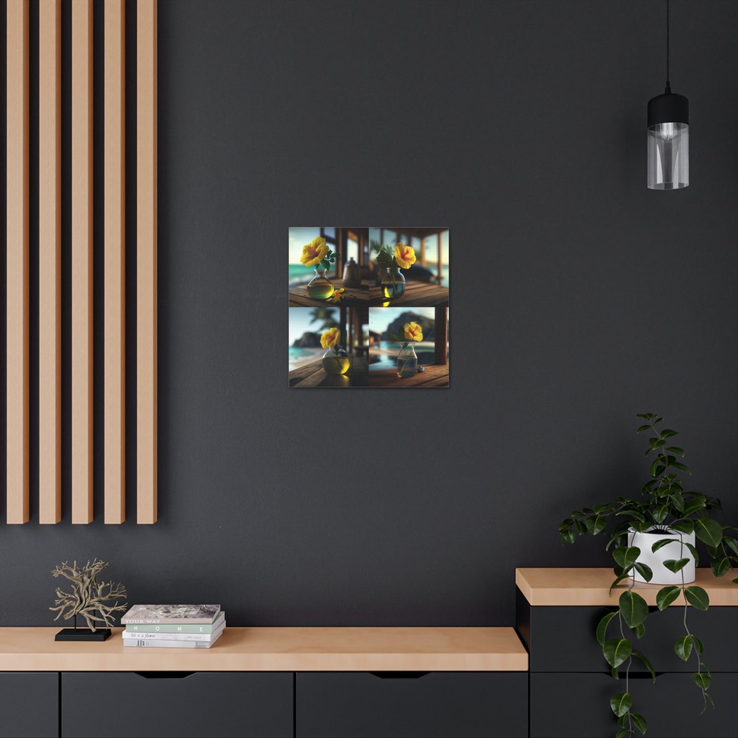 Canvas Gallery Wraps Yellow Hibiscus Wood 5