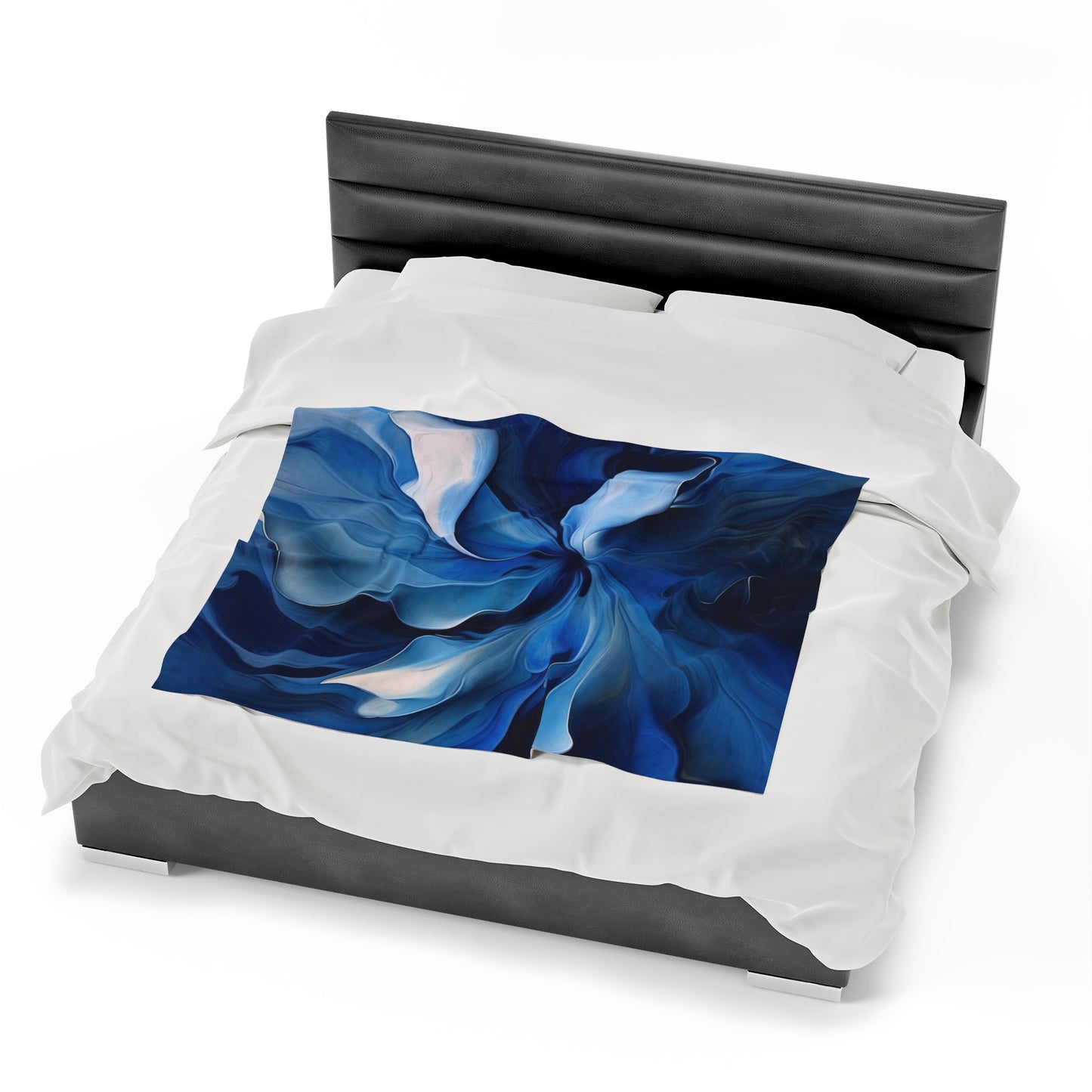 Velveteen Plush Blanket Abstract Blue Tulip 4