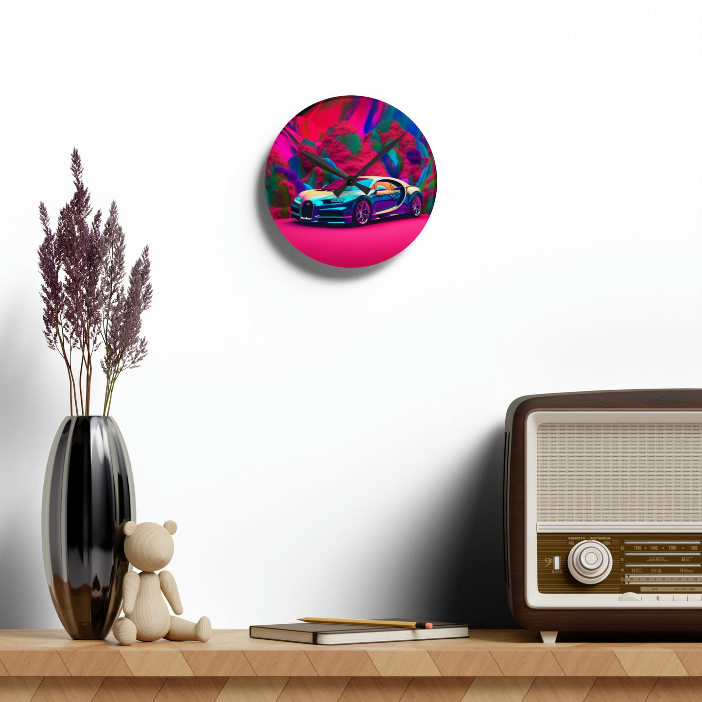 Acrylic Wall Clock Florescent Bugatti Flair 4